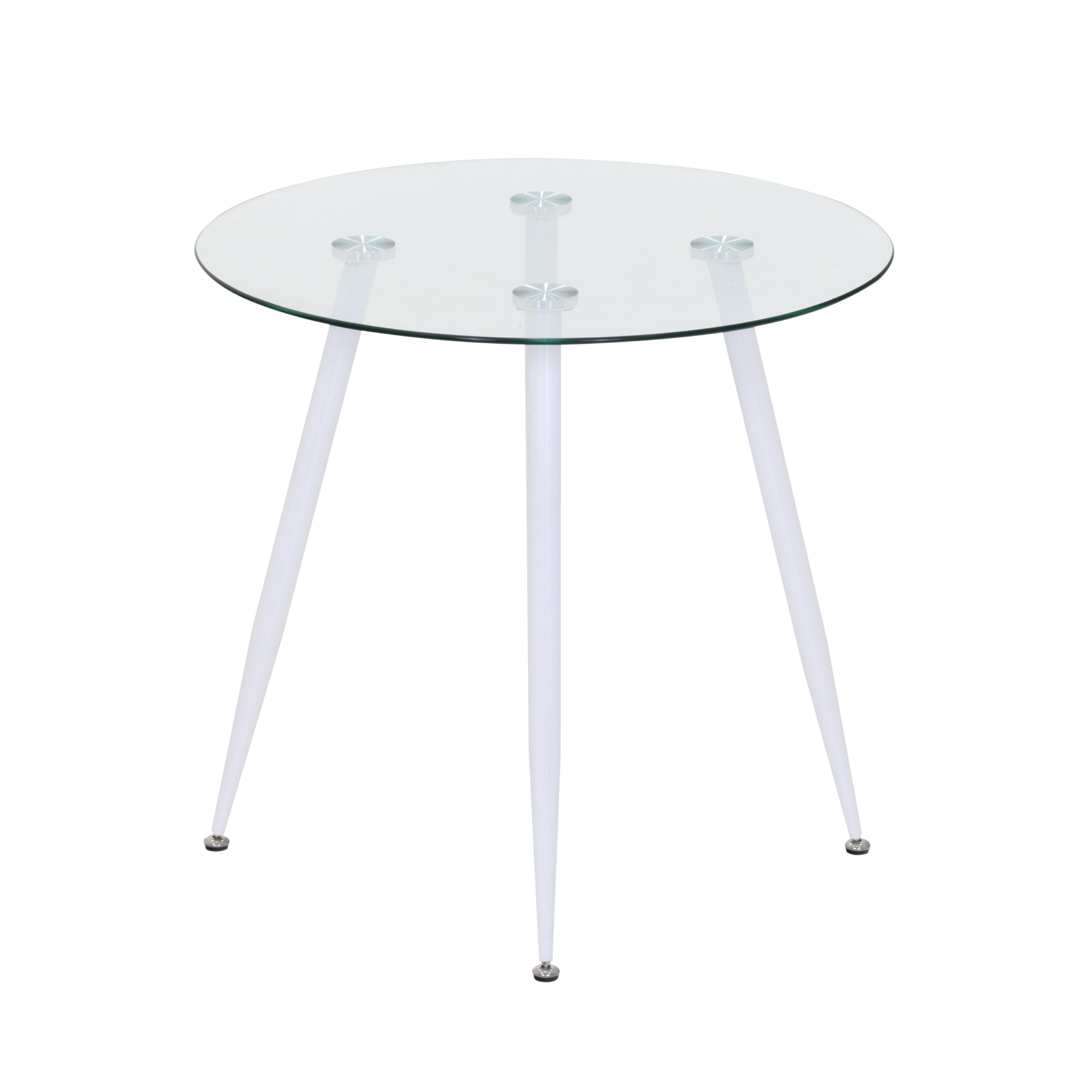CORIN – Esszimmer-Tisch | Tischplatte: Transparentes Glas | Beine: Weiß