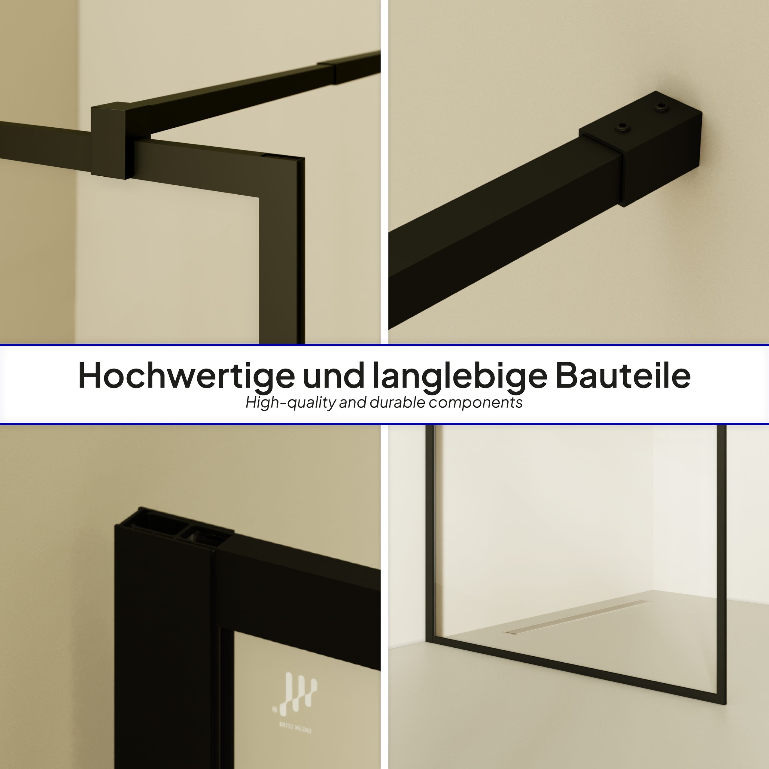Walk-In Shower Gianna BLACK made of 8 mm thick transparent ESG safety glass Gianna – Walk-In Shower BLACK made of 8 mm thick transparent ESG safety glass
