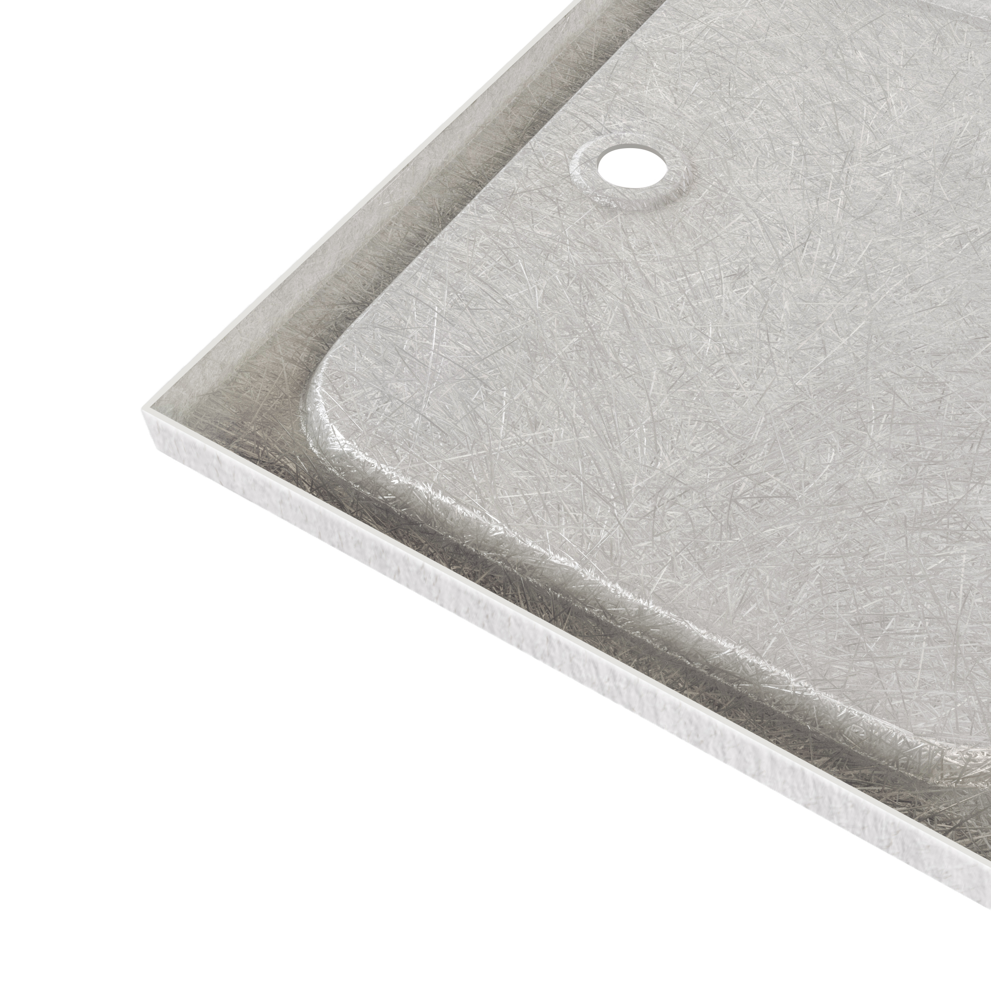 Duschwanne Shimmer STONE aus Sanitäracryl inkl. Ablaufgarnitur - Weiß