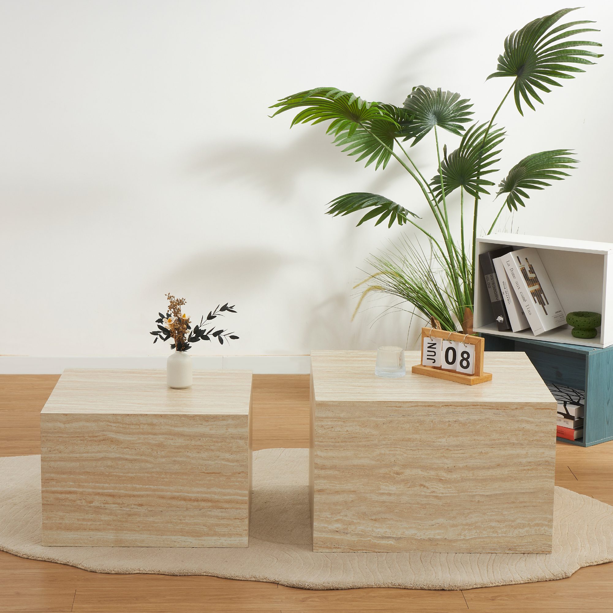 Couchtische / Beistelltisch TANEDA in Beige mit dekorativer Maserung - 2er Set Couchtische / Beistelltisch TANEDA in Beige mit dekorativer Maserung - 2er Set