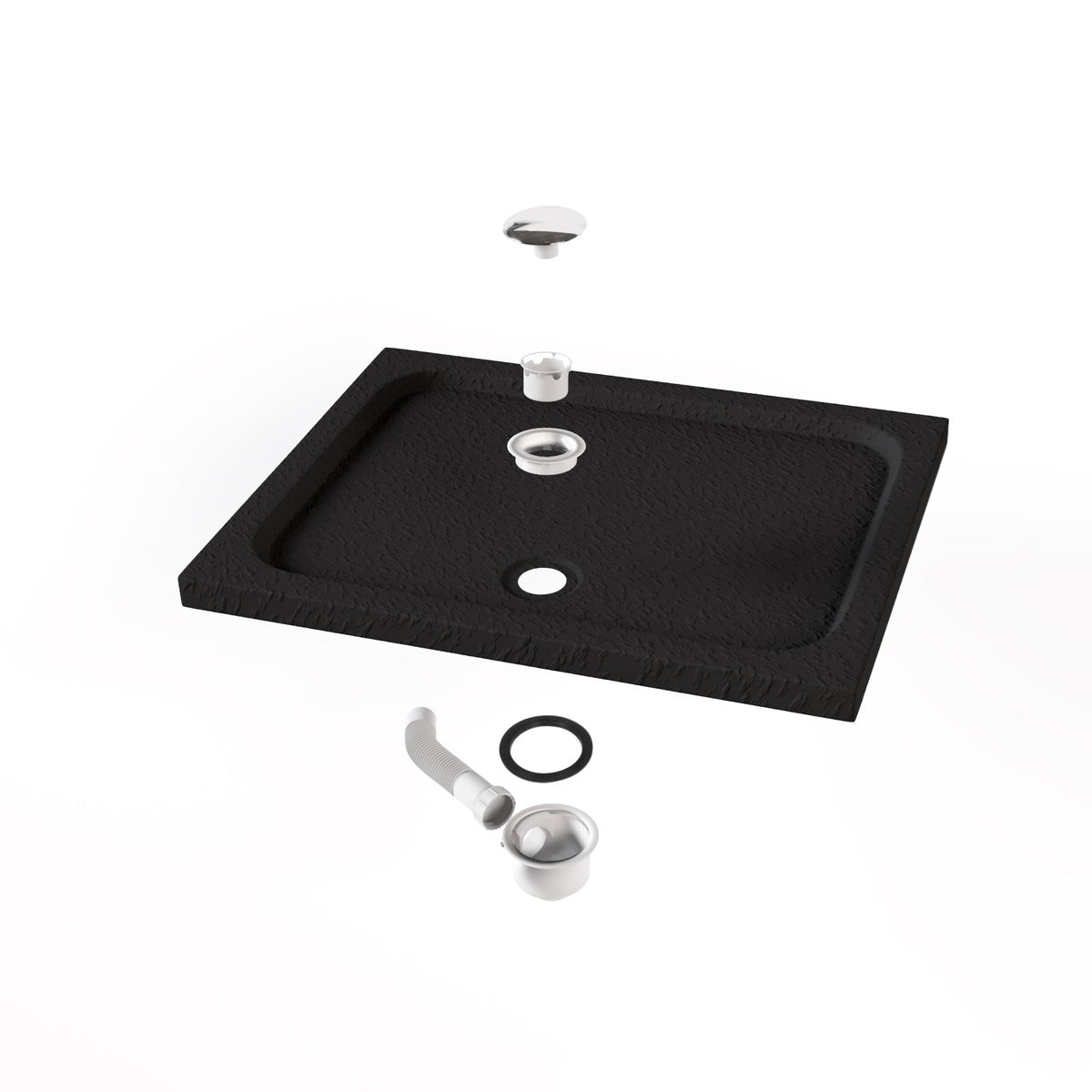 Duschwanne Shimmer STONE aus Sanitäracryl inkl. Ablaufgarnitur - Schwarz Duschwanne Shimmer STONE aus Sanitäracryl inkl. Ablaufgarnitur - Schwarz 95x95 cm