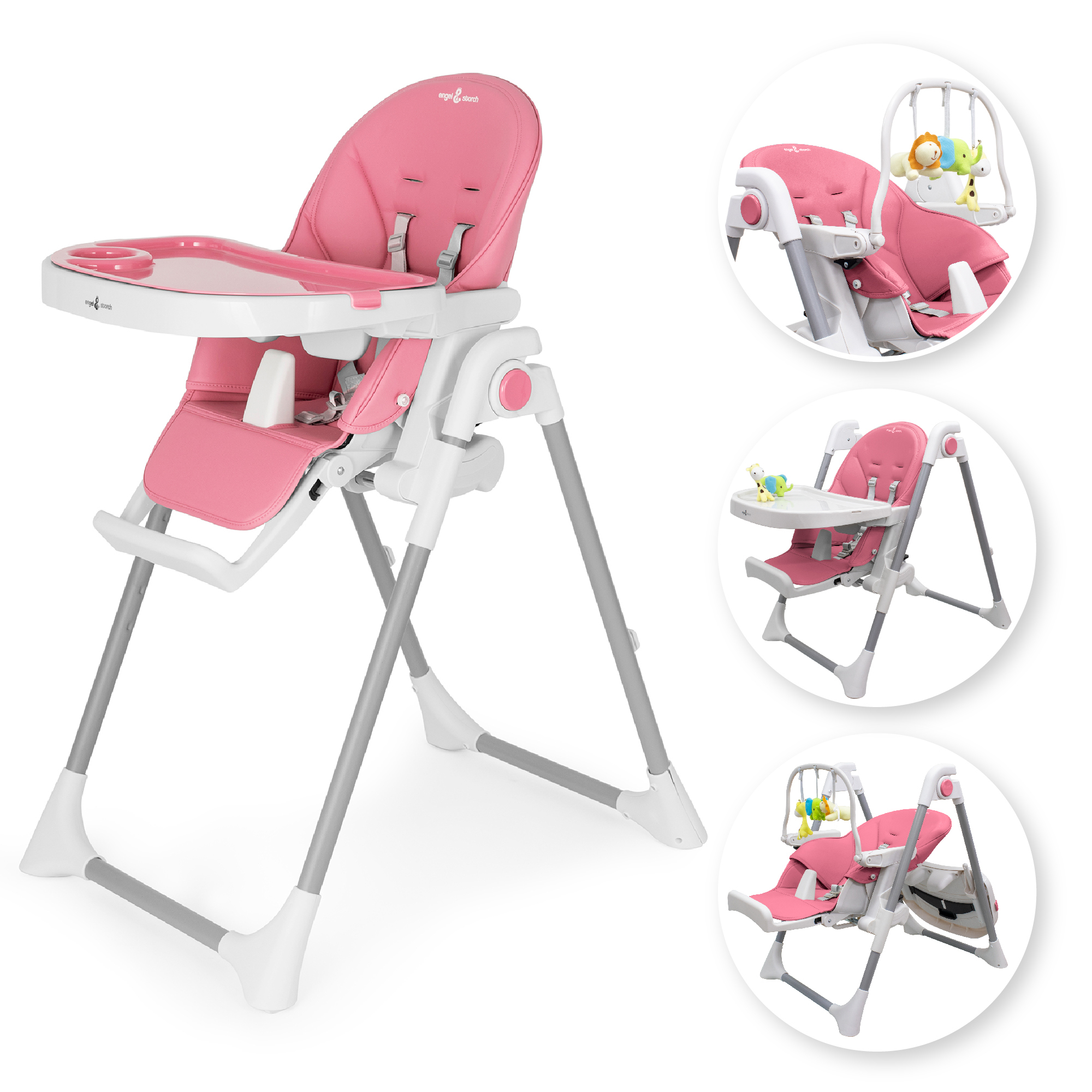 Child High Chair TANELI - Adjustable Baby Chair, Foldable with Play Arch