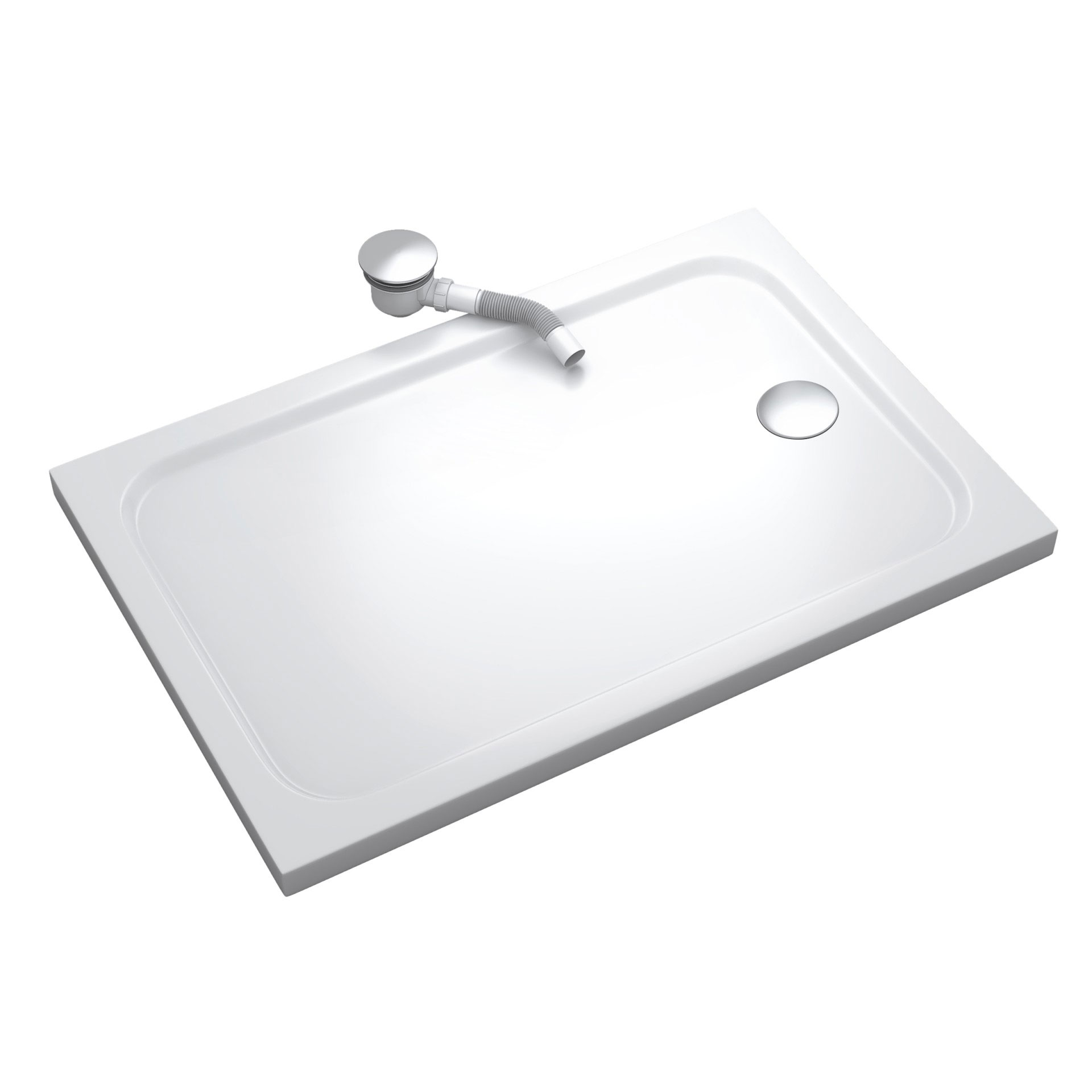 Duschwanne Shimmer aus Sanitäracryl inkl. Ablaufgarnitur - Weiß Duschwanne Shimmer in Weiß aus Sanitäracryl inkl. Ablaufgarnitur - 80x180 cm