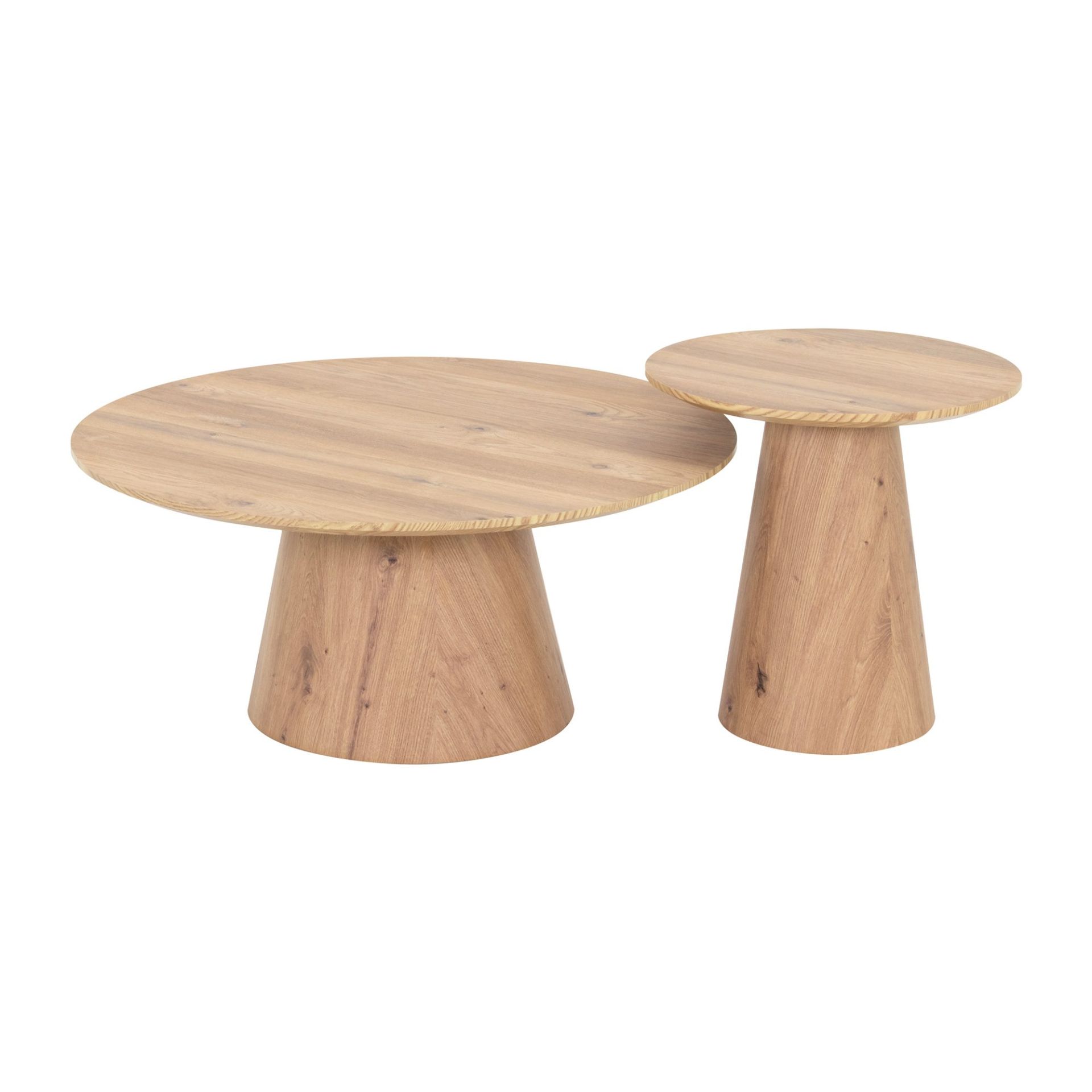 Beistelltisch SYLVIA mit Melaminplatte und stabiler Struktur aus Holzverbundmaterial - 2er Set SYLVIA – Beistelltisch mit Melaminplatte und stabiler Struktur aus Holzverbundmaterial - 2er Set