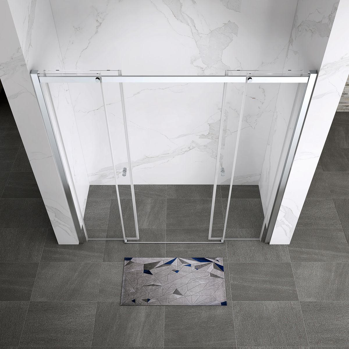 Duschtür Nischentür Kaylee mit Schiebetür aus 6mm ESG Klarglas 150x195 cm-195 cm Duschtür Nischentür Kaylee mit Schiebetür aus 6mm ESG Klarglas 150x195 cm-195 cm