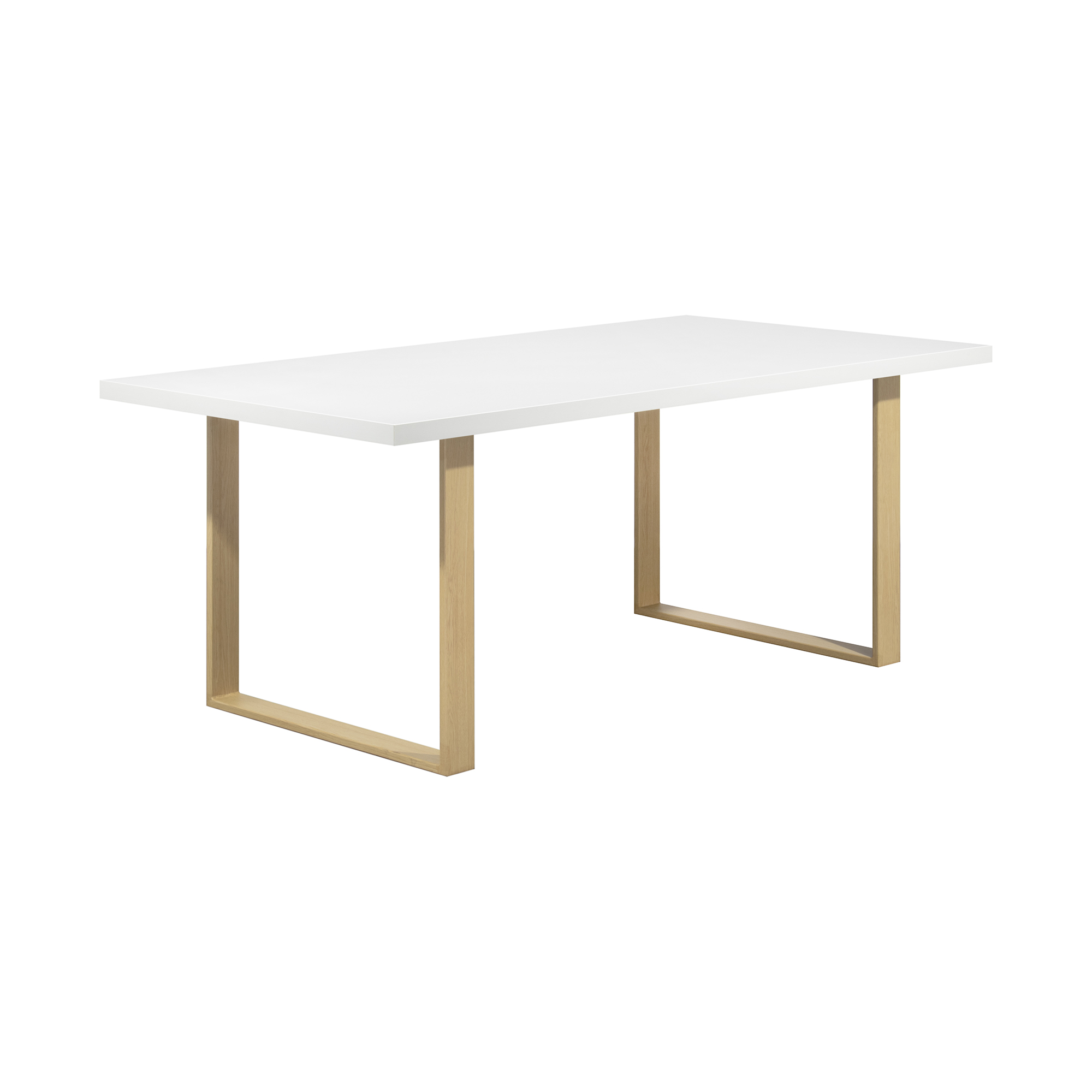 Kufentisch MACON Weiß + Eiche 160x90 cm MACON – Esszimmertisch Kufentisch Holztisch Esstisch - Weiß + Eiche
