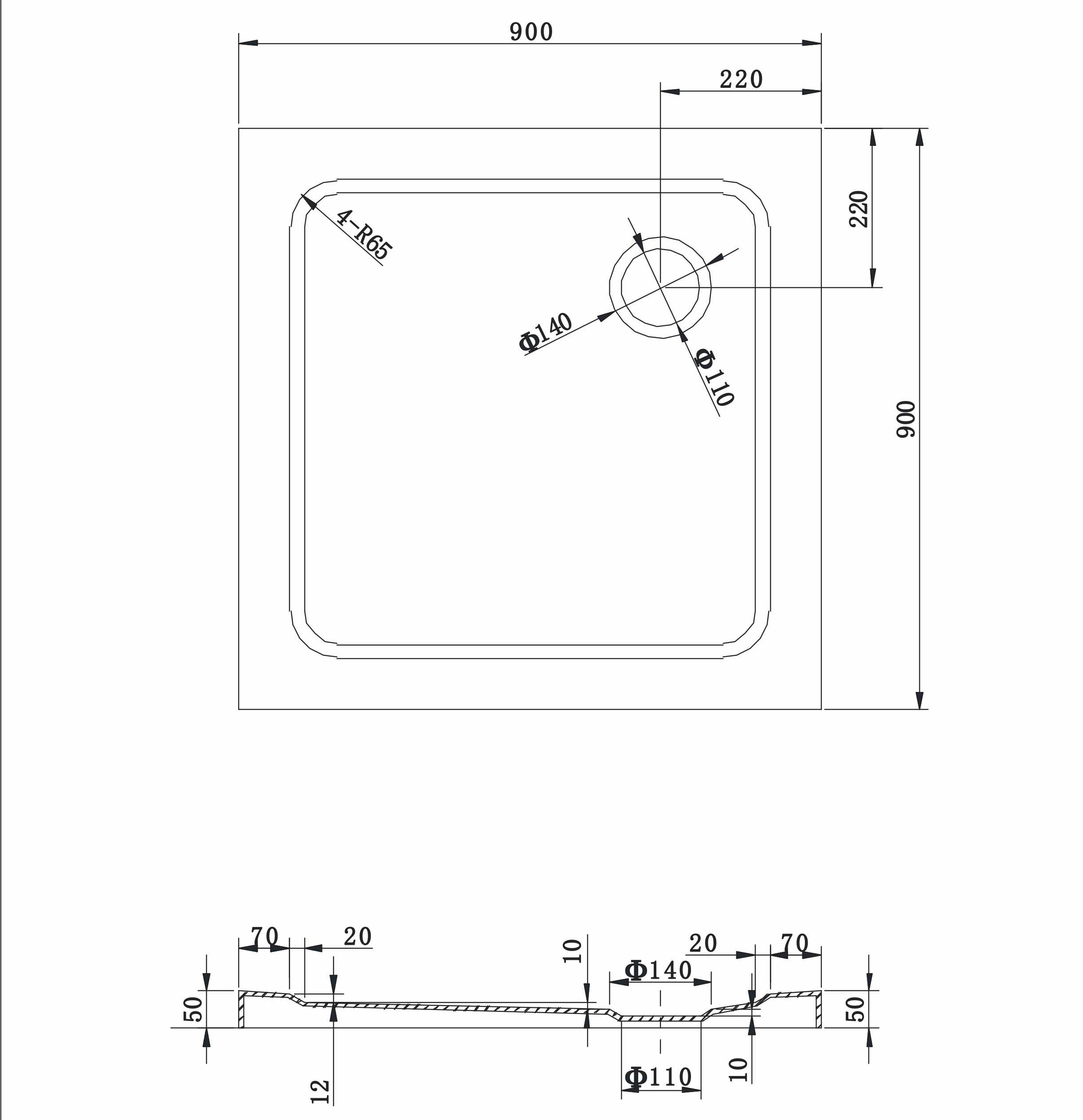 Tray – Shower Maja made of sanitary acrylic including waste fitting - White
