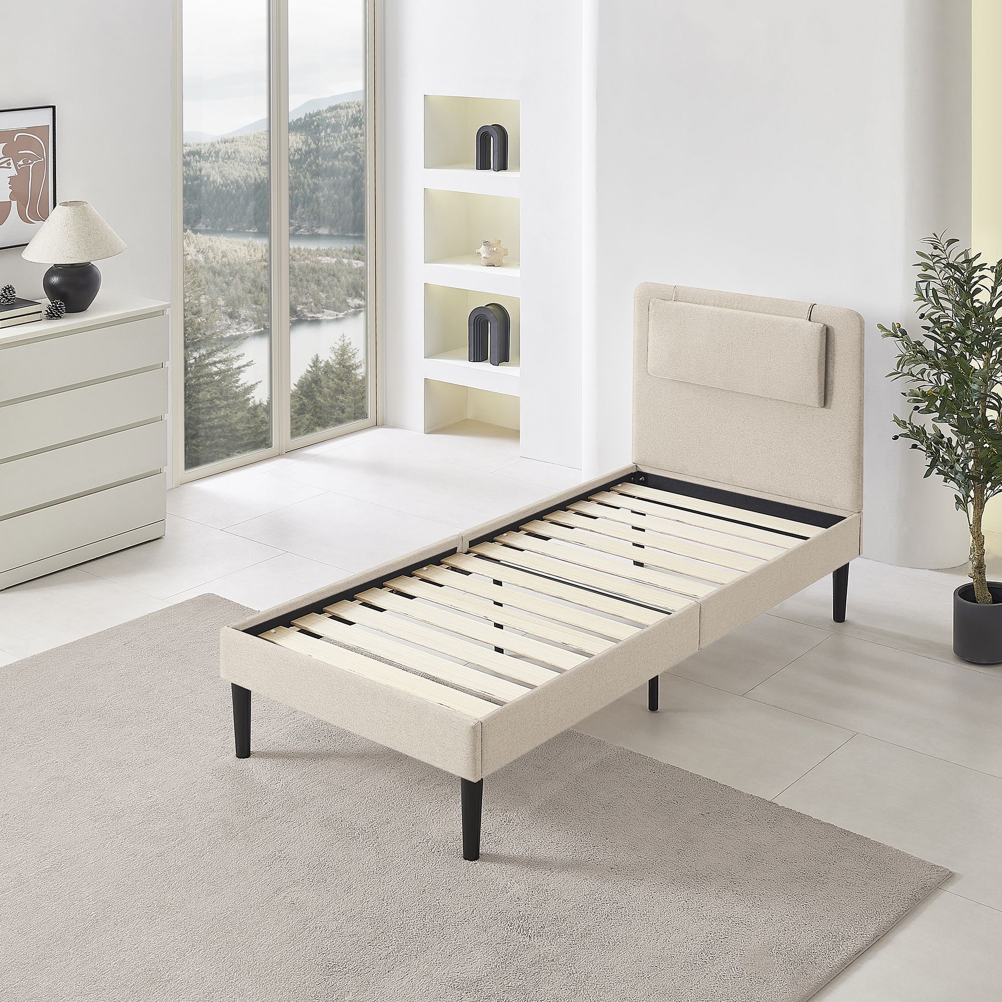 Design Polsterbettt Emily in Beige 90cm-200cm