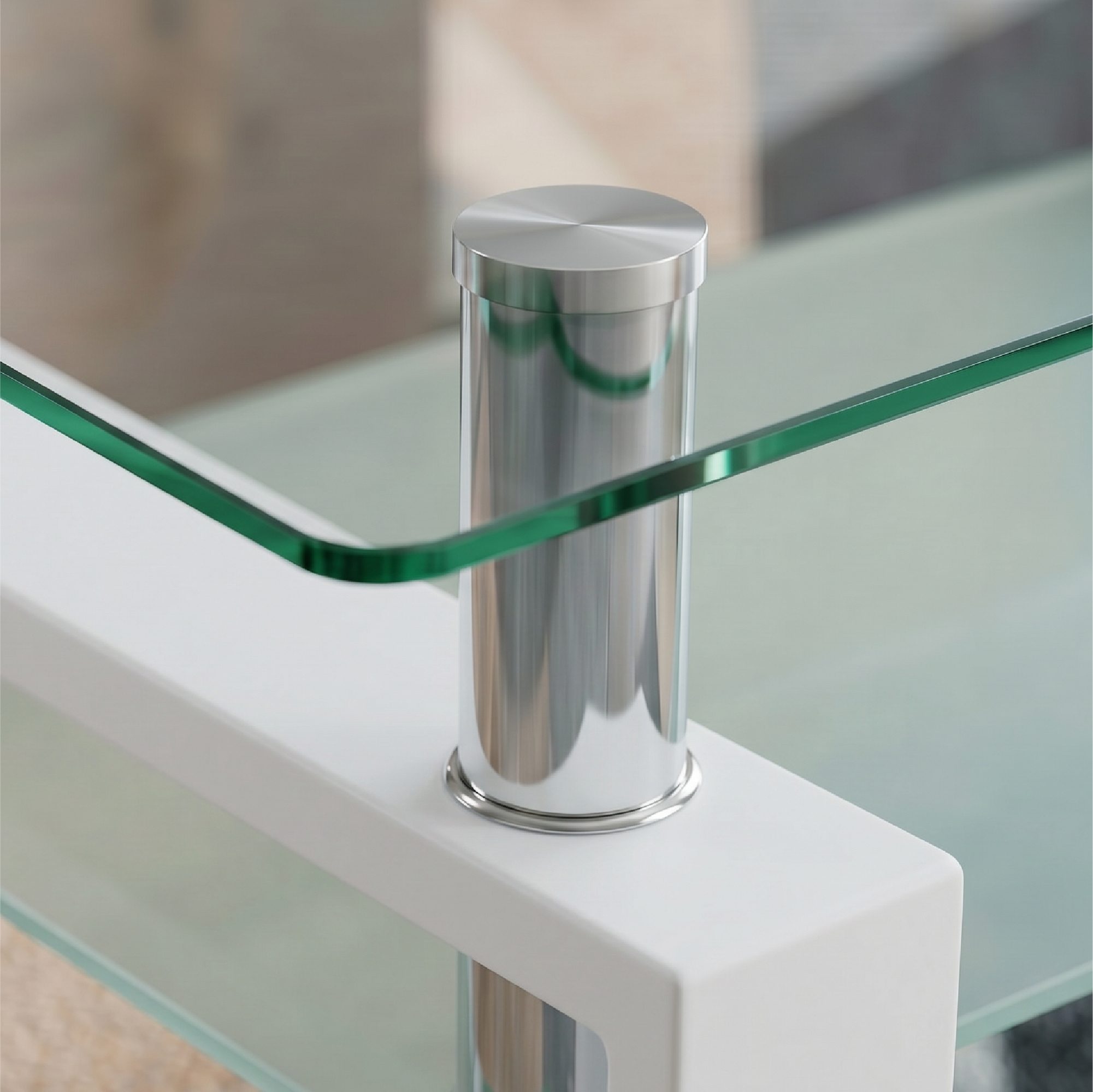Coffee Table PORTER made of Glass/Metal with White Wood