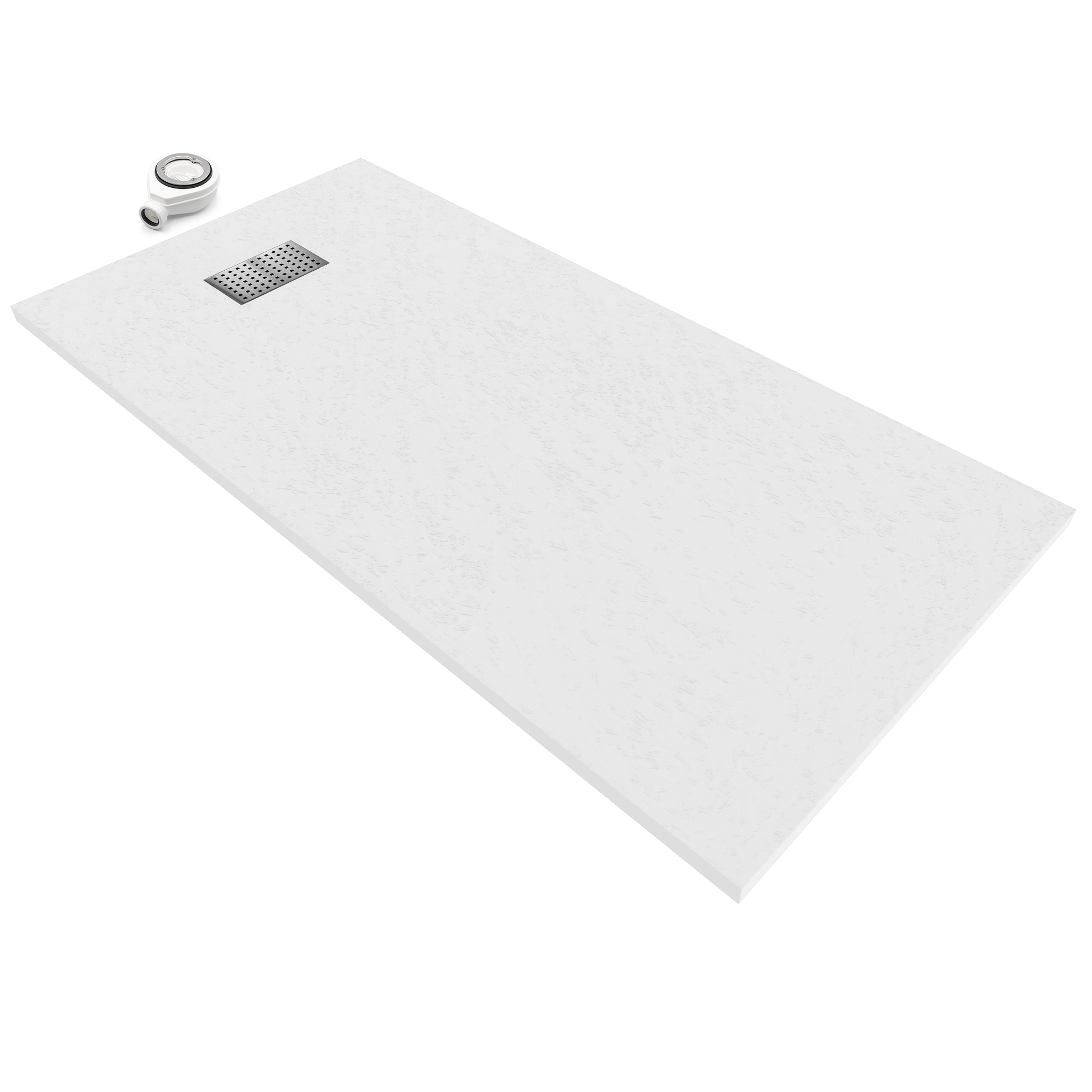 Tray – SMC Shower Boreal in Stone Look with Drain Assembly - Grey