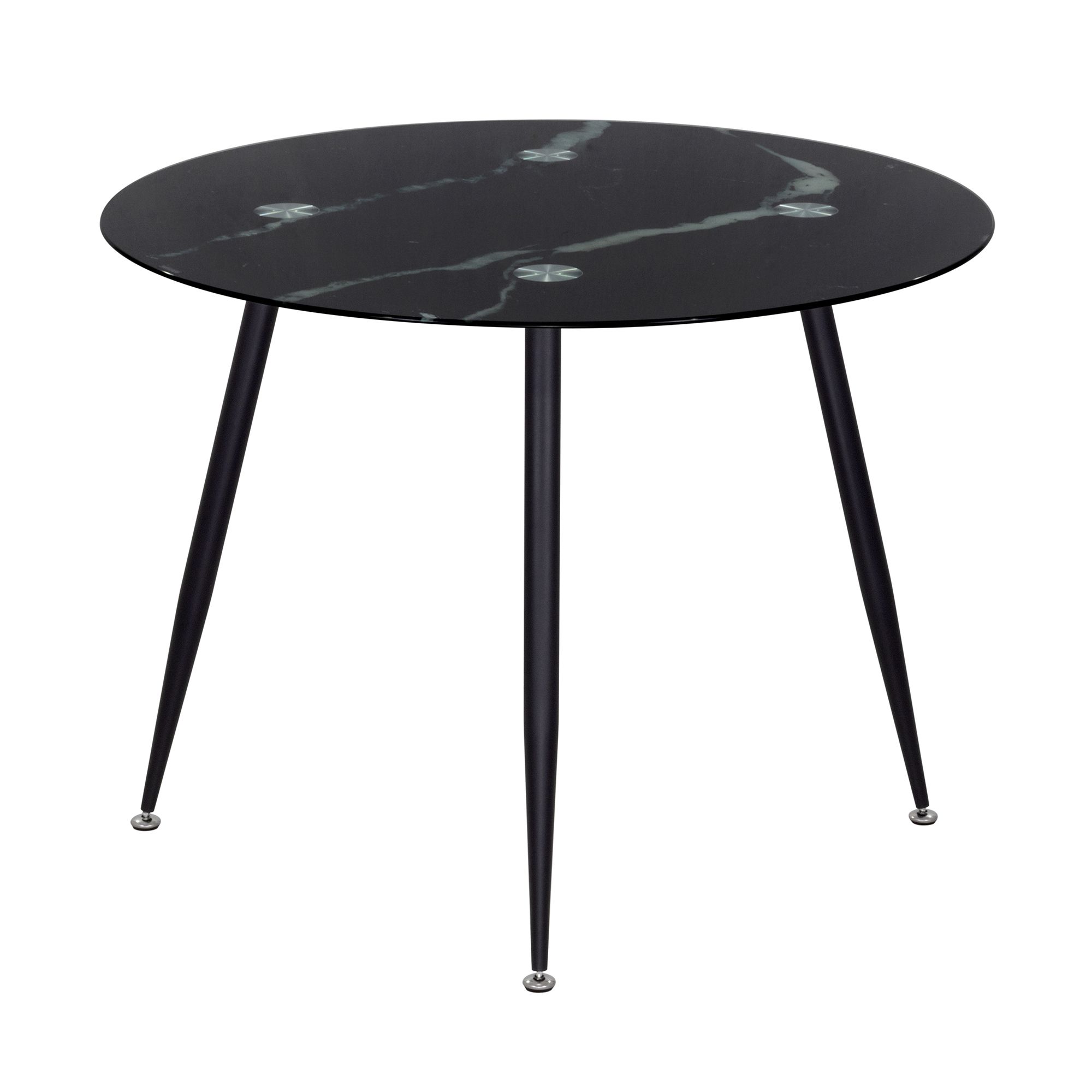 Esszimmer-Tisch CORIN | Tischplatte: Glas in schwarzer Marmor Optik | Beine: Schwarz CORIN – Esszimmer-Tisch | Tischplatte: Glas in schwarzer Marmor Optik | Beine: Schwarz