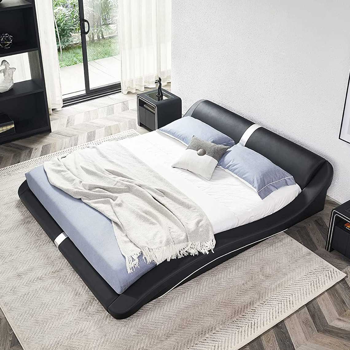 Design Polsterbett Paola in Schwarz 200x200 cm