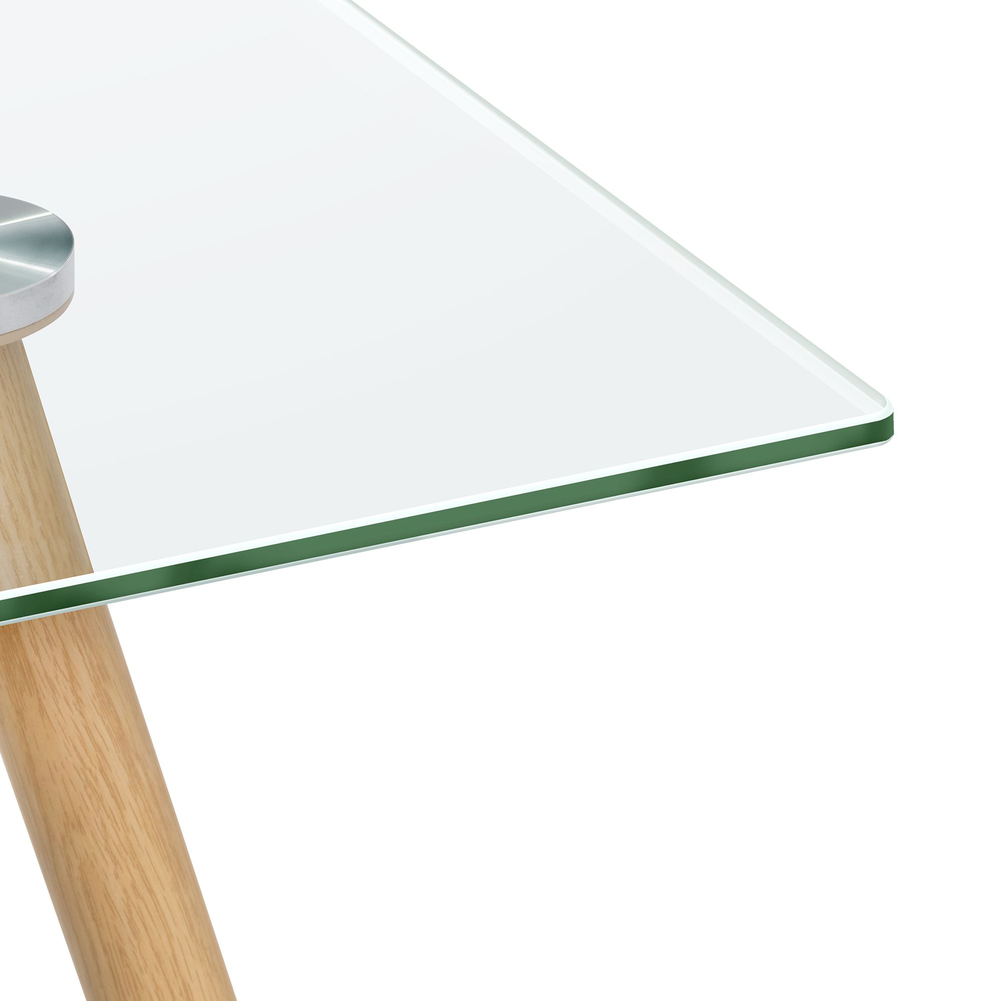 Esszimmer-Tisch BEALE | Tischplatte: Transparentes Glas | Beine: Holz Esszimmer-Tisch BEALE | Tischplatte: Transparentes Glas | Beine: Holz 160 cm