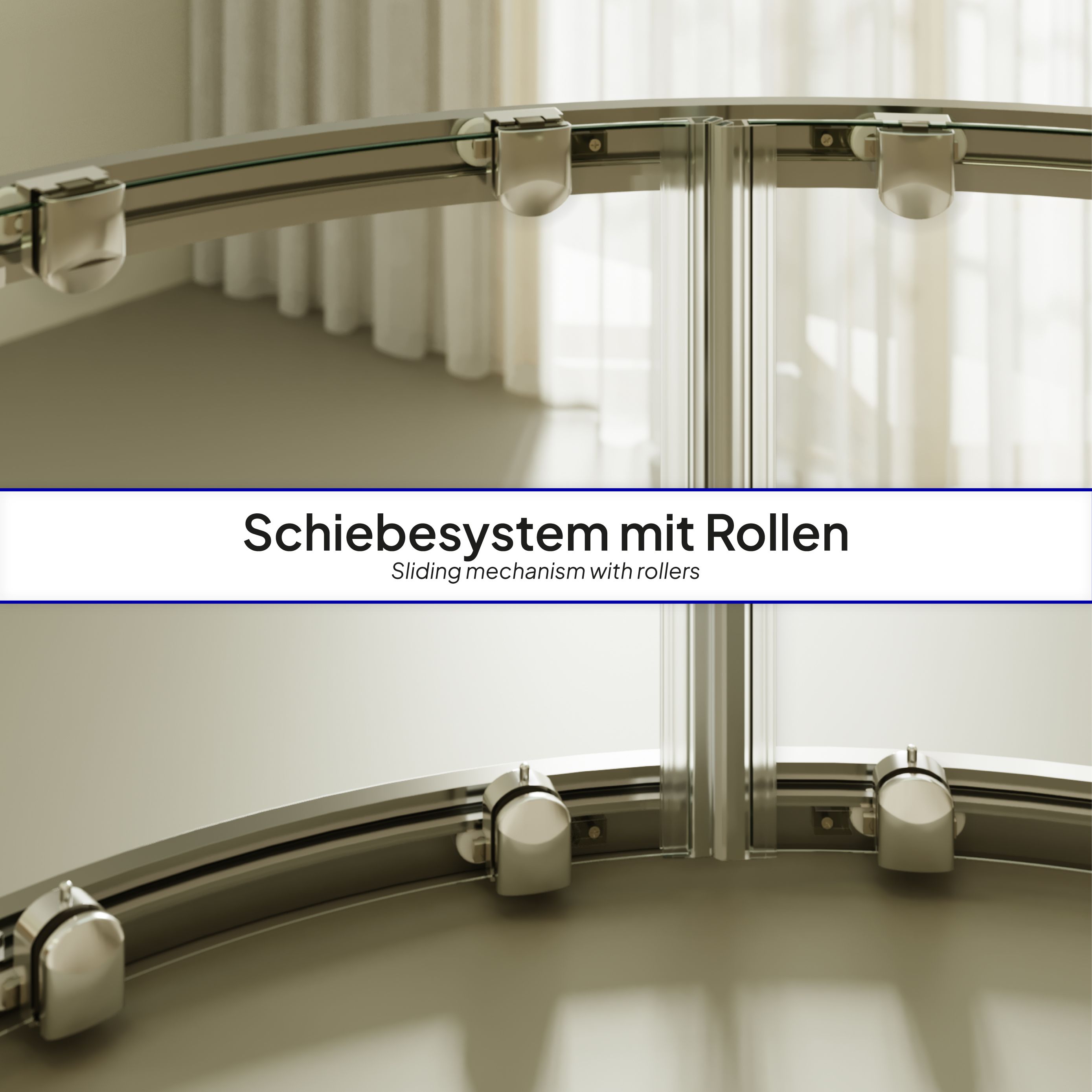 Quarter Circle Shower Ella with Sliding Doors Made of ESG Safety Glass Quarter Circle Shower Ella with Sliding Doors Made of ESG Safety Glass