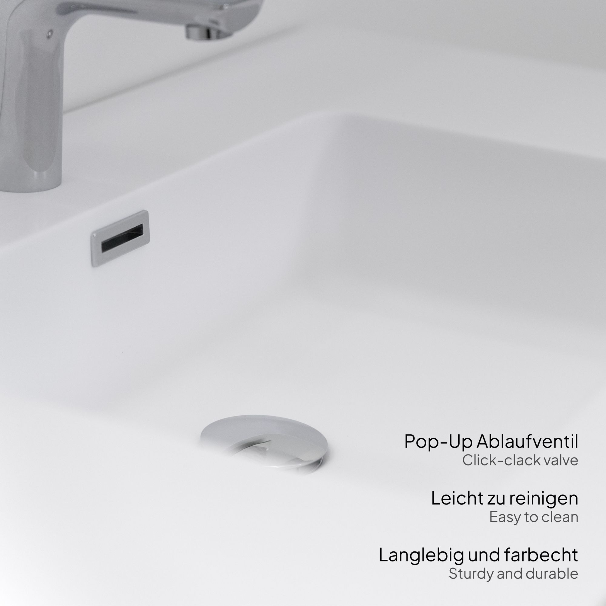 Badmöbelset Hebe 90 cm – Weiß Matt & Eiche, Mineralguss-Waschbecken & LED-Antibeschlag-Spiegel