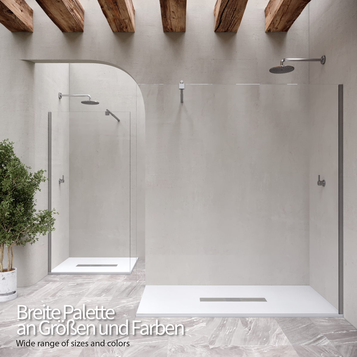 SMC Duschwanne Lumia in Schieferoptik inkl. Ablaufgarnitur Weiß SMC Duschwanne Hiemal in Schieferoptik inkl. Ablaufgarnitur Weiß 90x180 cm
