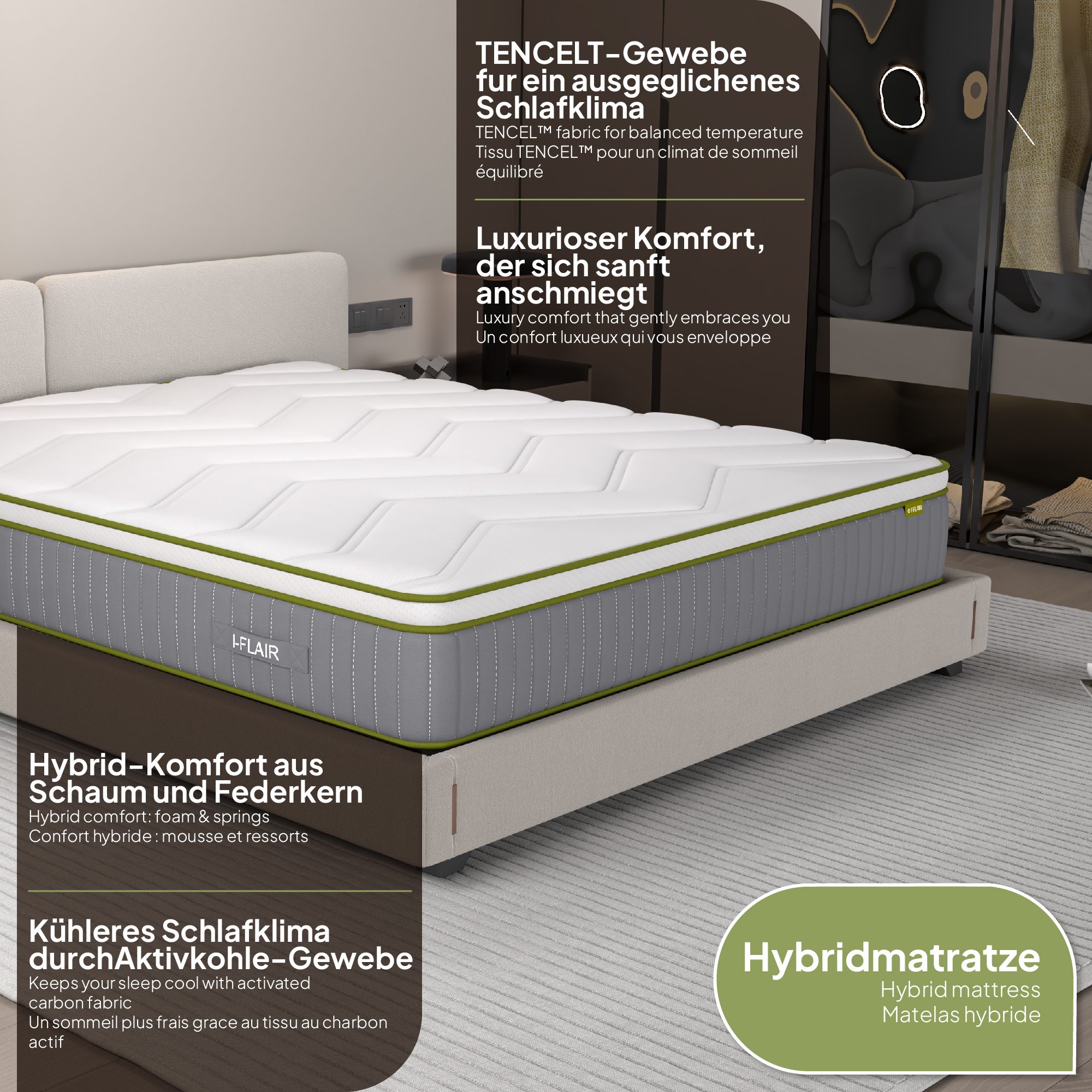 Matratze Verge – Hybrid-Matratze mit Taschenfedern und Tencel™-Faser