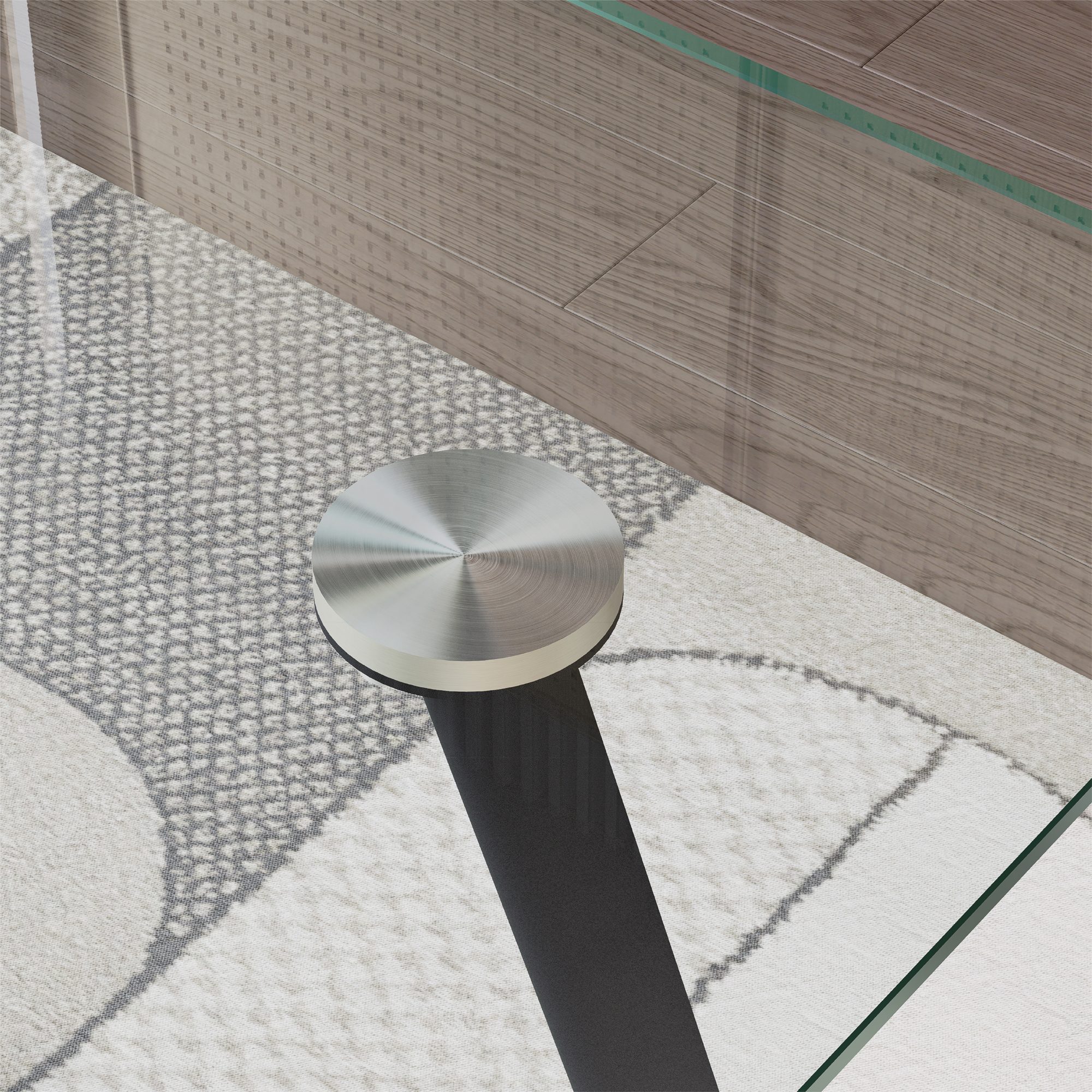 Esszimmer-Tisch BEALE | Tischplatte: Transparentes Glas | Beine: Schwarz