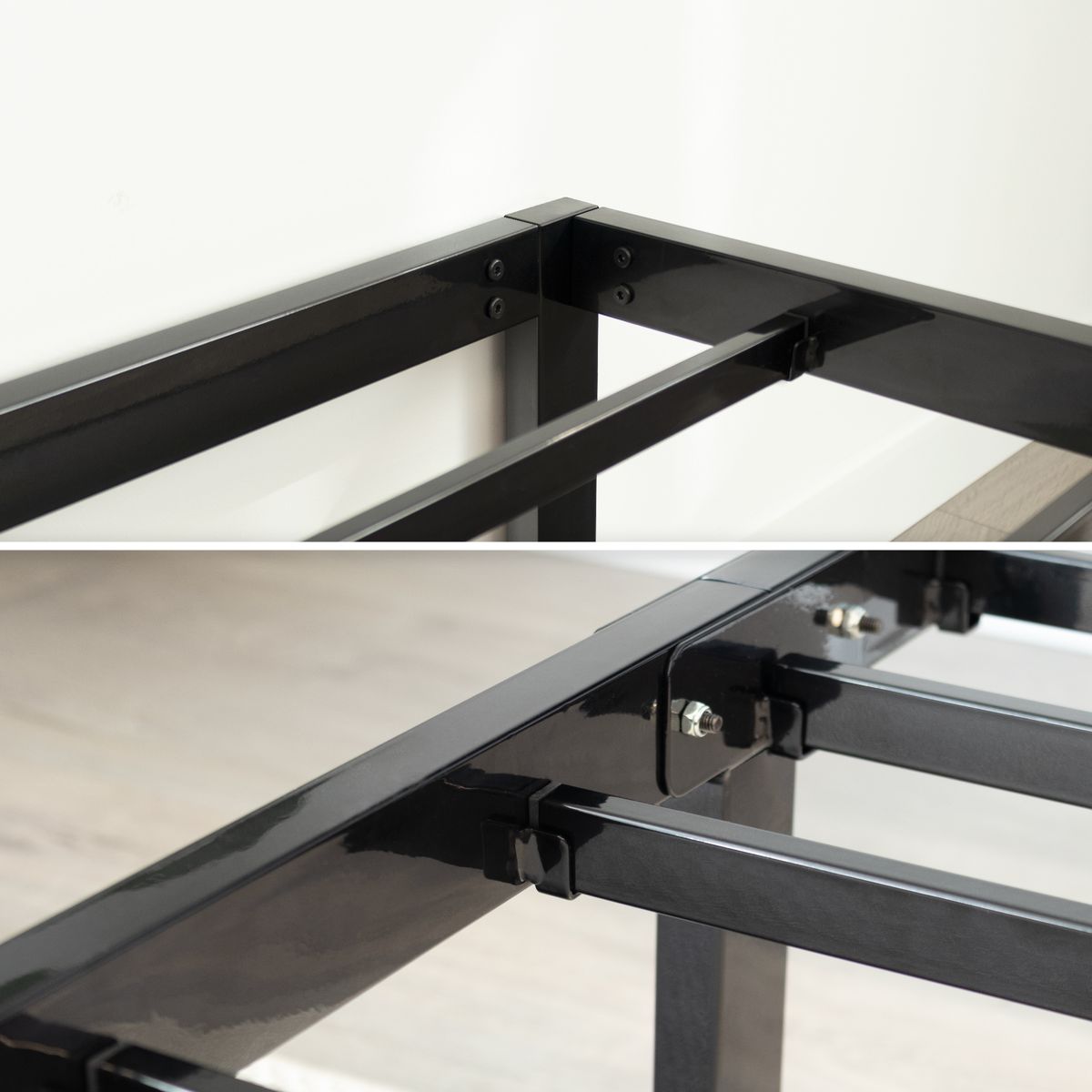 Guest Bed Metal Bed Frame Sappho Black with Storage