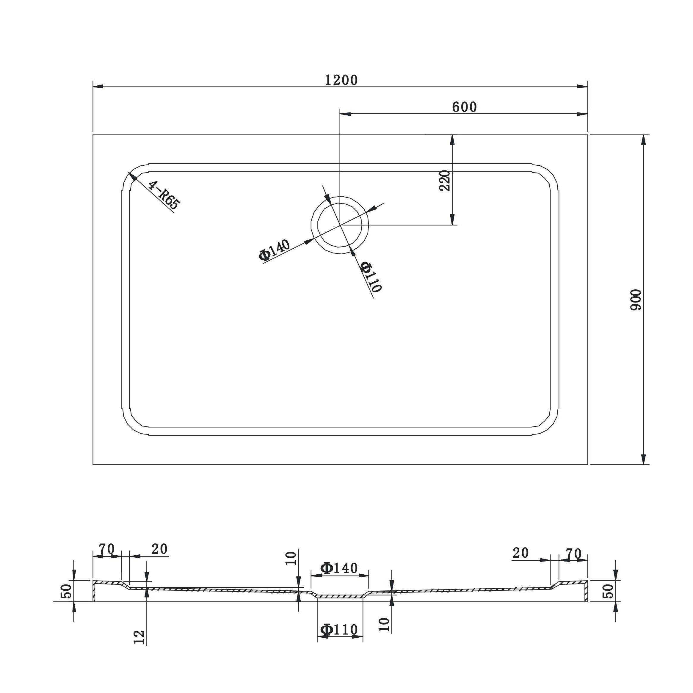 Tray – Shower Maja made of sanitary acrylic including waste fitting - White