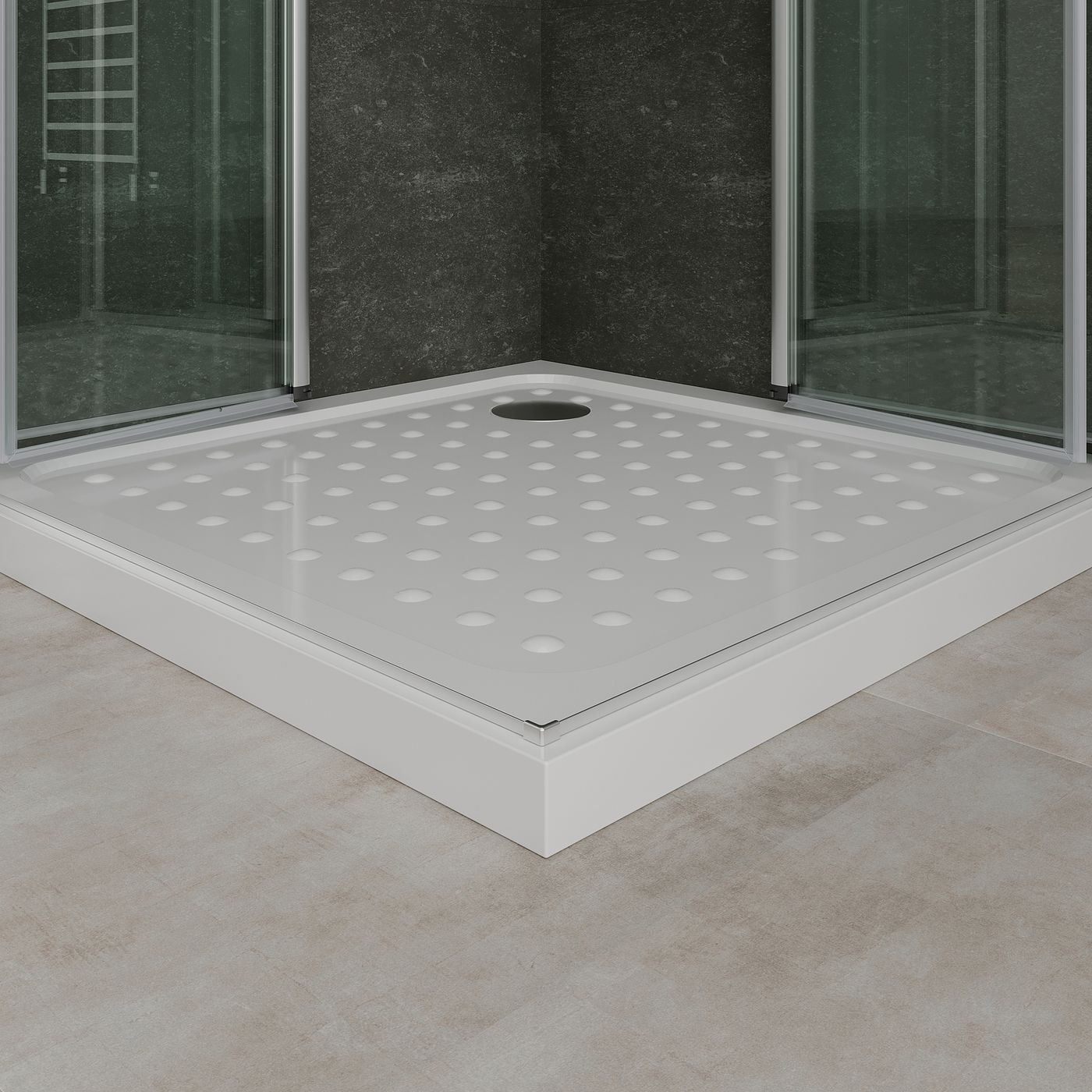 Eckeinstieg Alina mit Falttüren aus ESG Sicherheitsglas Eckeinstieg Alina mit Falttüren aus ESG Sicherheitsglas