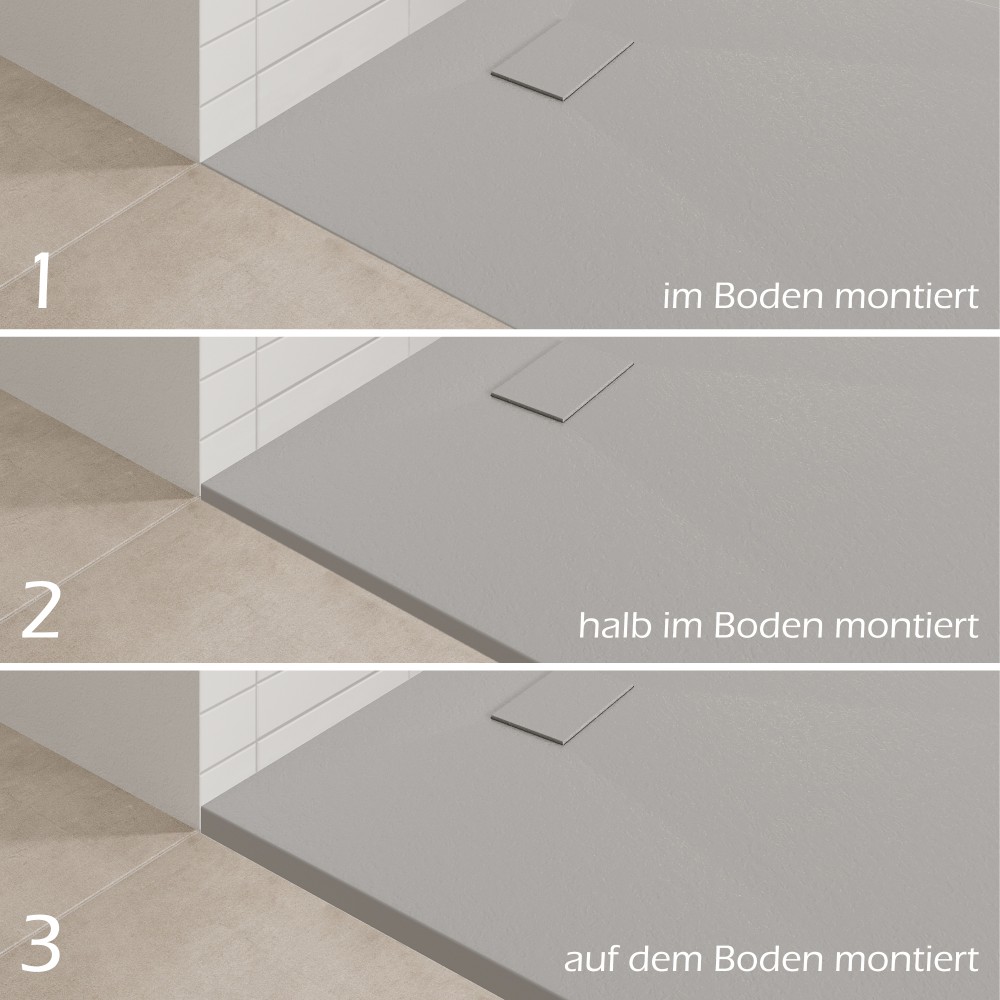 SMC Duschwanne Boreal in Stein-Optik inkl. Ablaufgarnitur - Grau SMC Duschwanne Boreal in Stein-Optik inkl. Ablaufgarnitur - Grau 70x120 cm