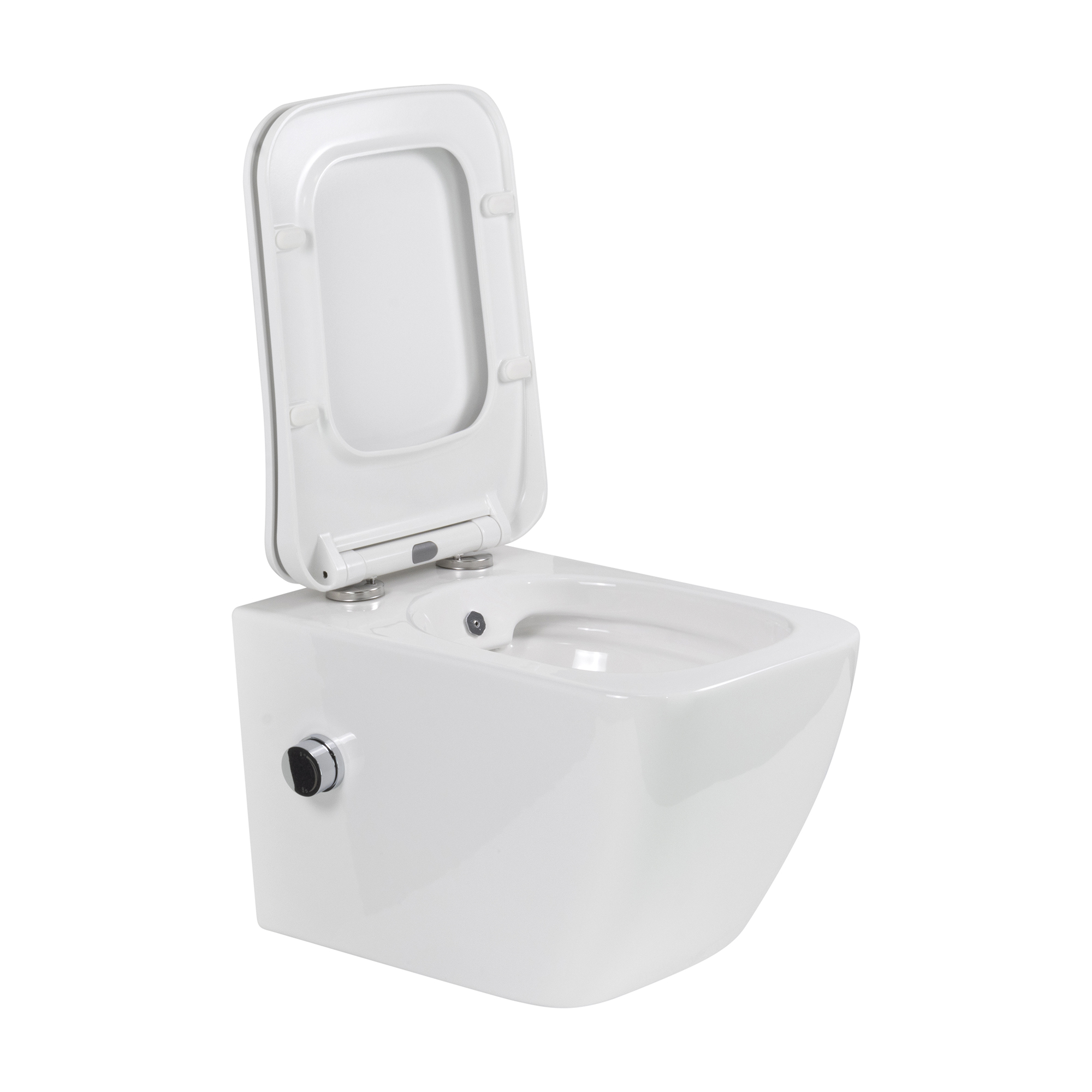Dusch-WC Cube Fresh mit Bidetfunktion, spülrandloses Wand-WC in Weiß
