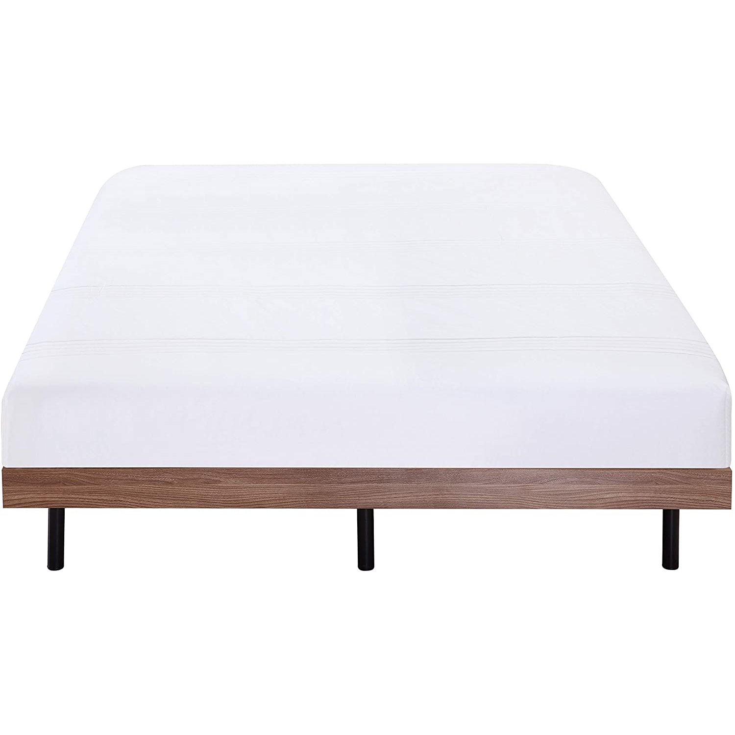 Holz-Rahmenbett - 140x200 cm Eiche dunkel Gästebett Metallbett mit Holzrahmen in verschiedenen Farben