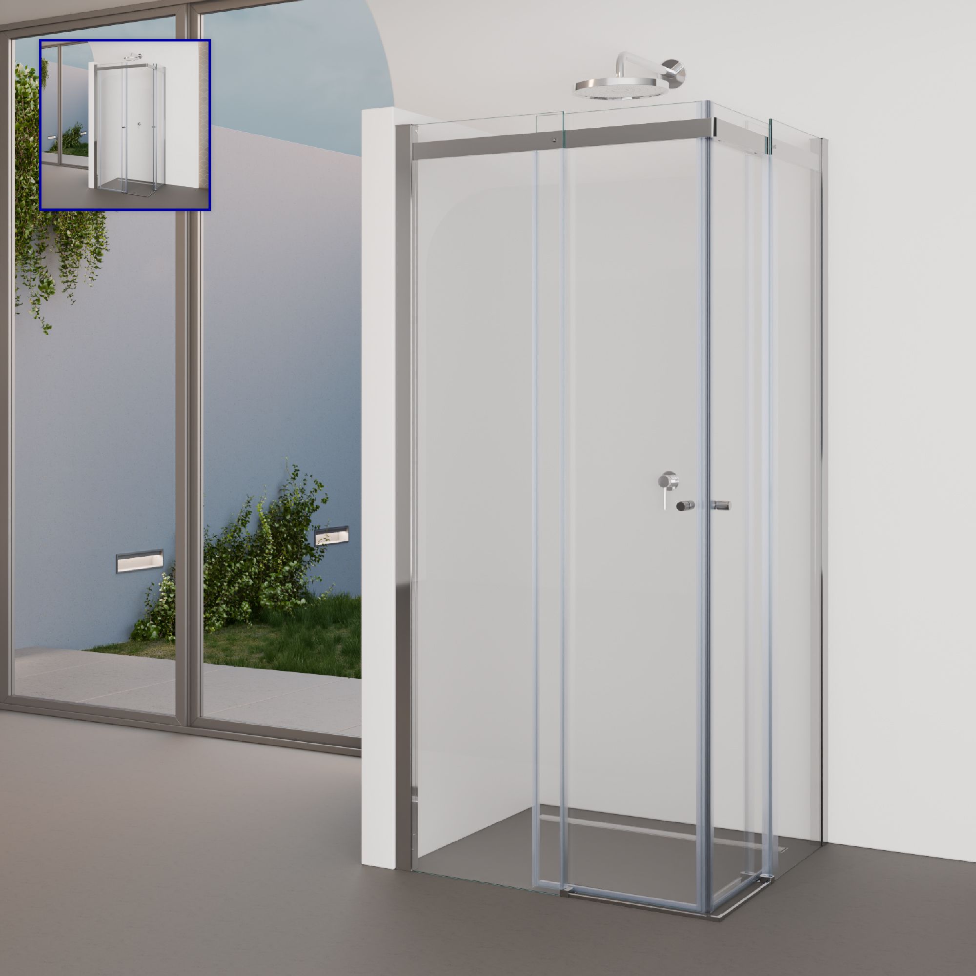 Corner Entry Kaylee with Sliding Doors Made of ESG Safety Glass Corner Entry Kaylee with Sliding Doors Made of ESG Safety Glass