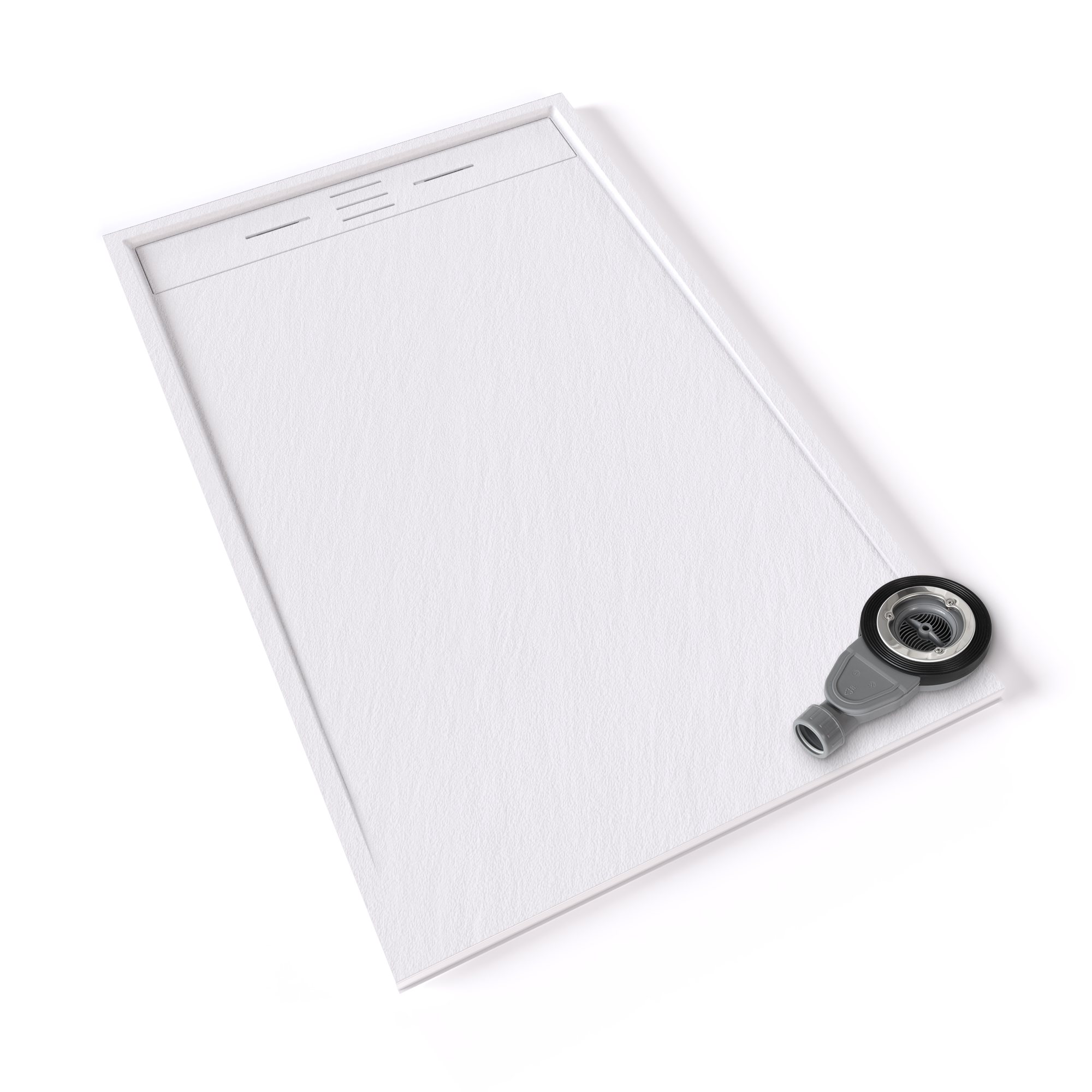 Shower Tray Shimmer STONE made of sanitary acrylic including drainage set - White