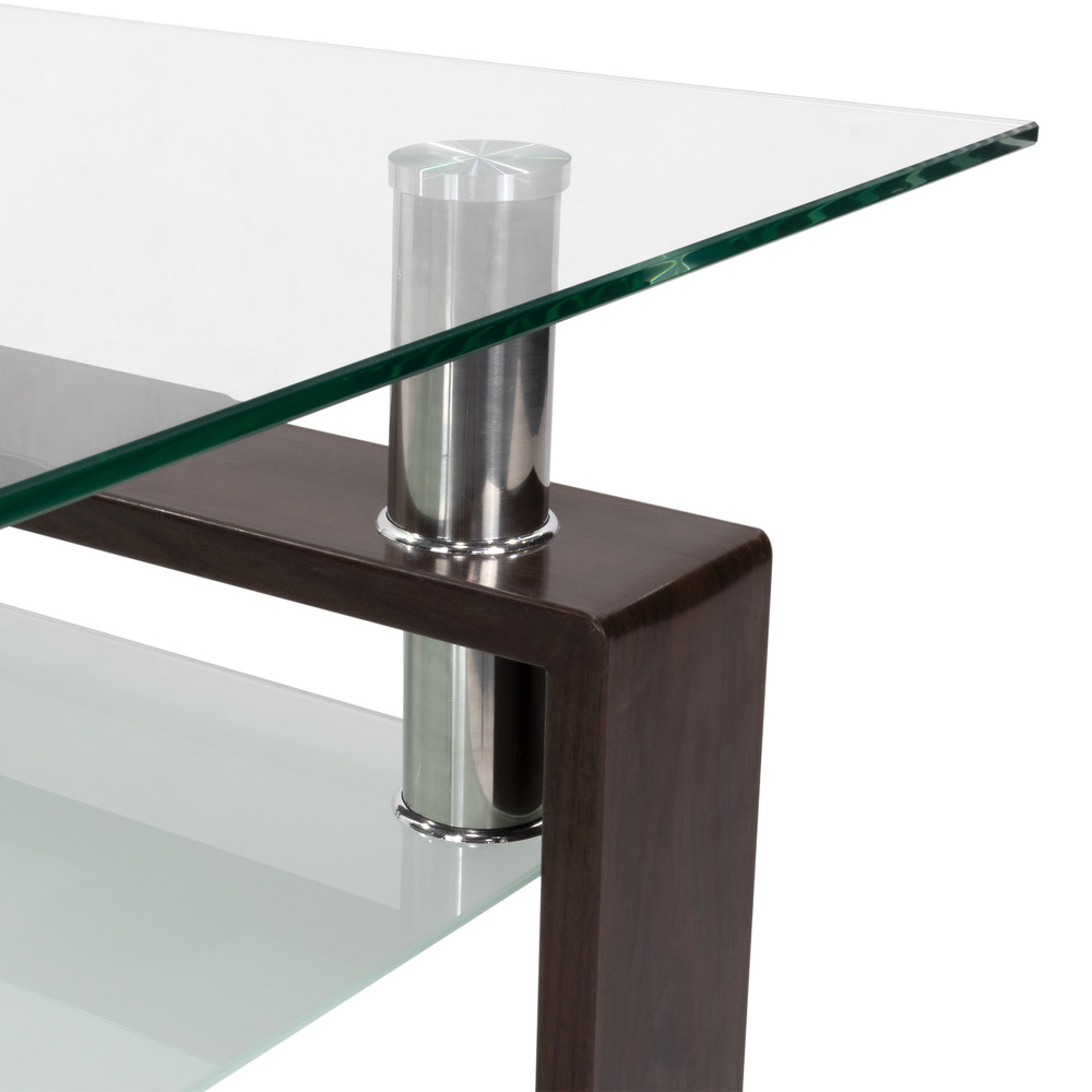 Couchtisch PORTER aus Glas/Metall mit Holz in Walnussfarbe Couchtisch PORTER aus Glas/Metall mit Holz in Walnussfarbe
