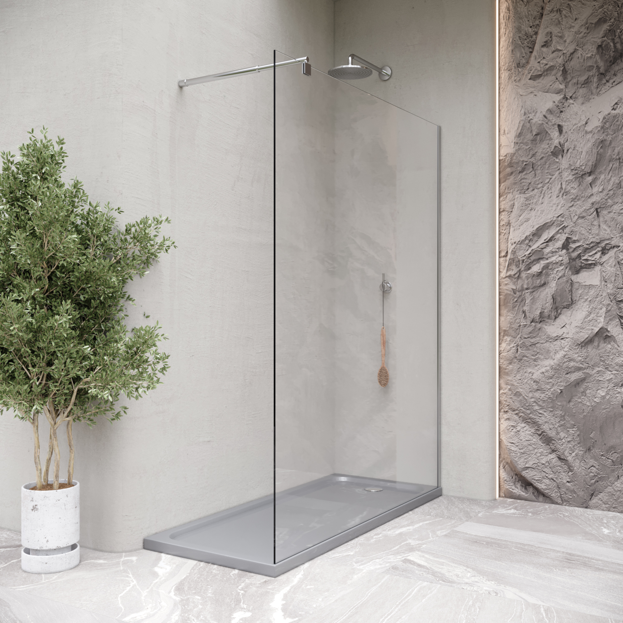 Duschwanne Shimmer aus Sanitäracryl inkl. Ablaufgarnitur - Grau