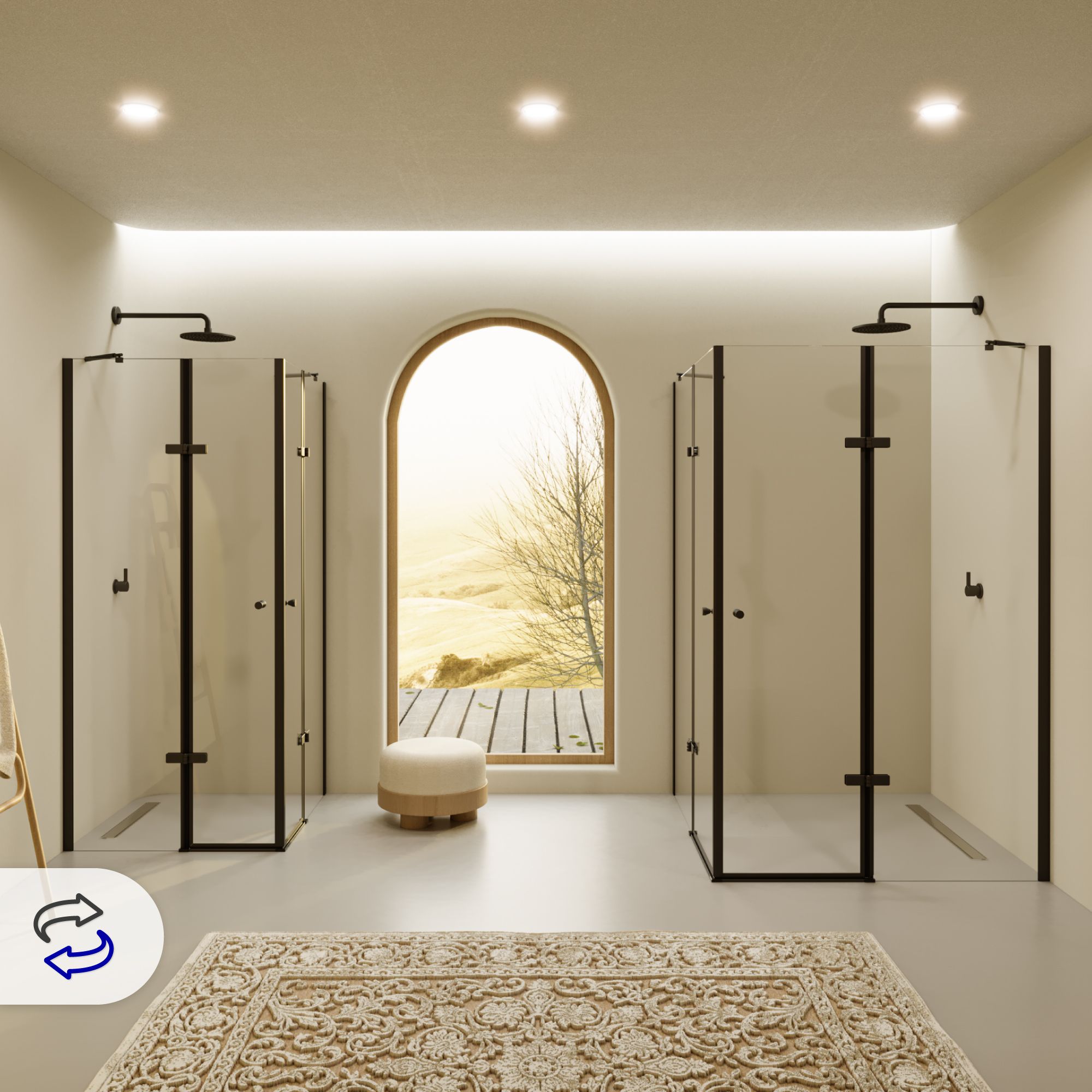 Corner Entry Alice BLACK with Folding Doors made of ESG Safety Glass