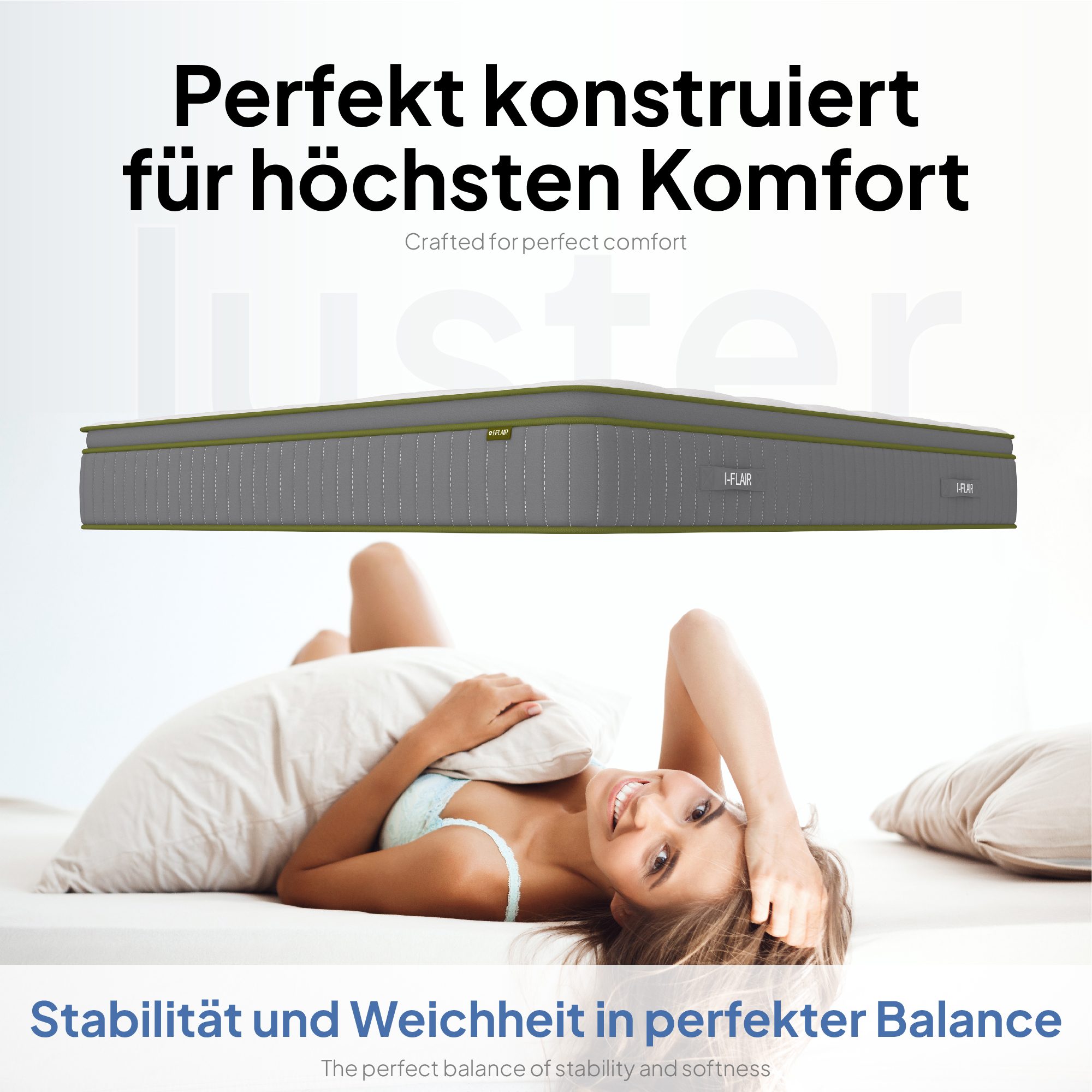 Matratze Luster – Luxuriöse Hybrid-Matratze mit Taschenfedern & Hochdichteschaum Matratze Luster – Luxuriöse Hybrid-Matratze mit Taschenfedern & Hochdichteschaum