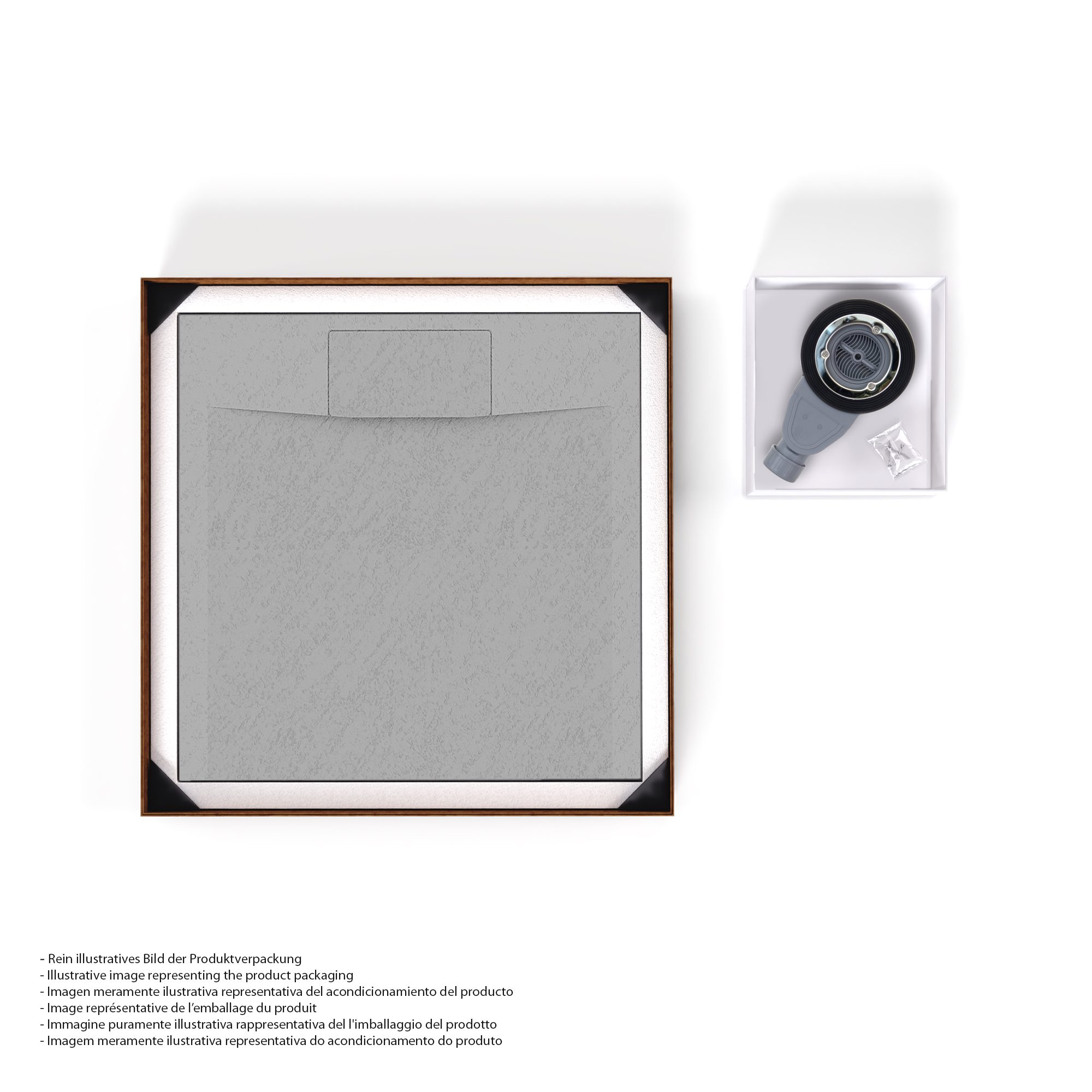 SMC Shower Tray Polar in Stone Look with Drain Assembly - Gray