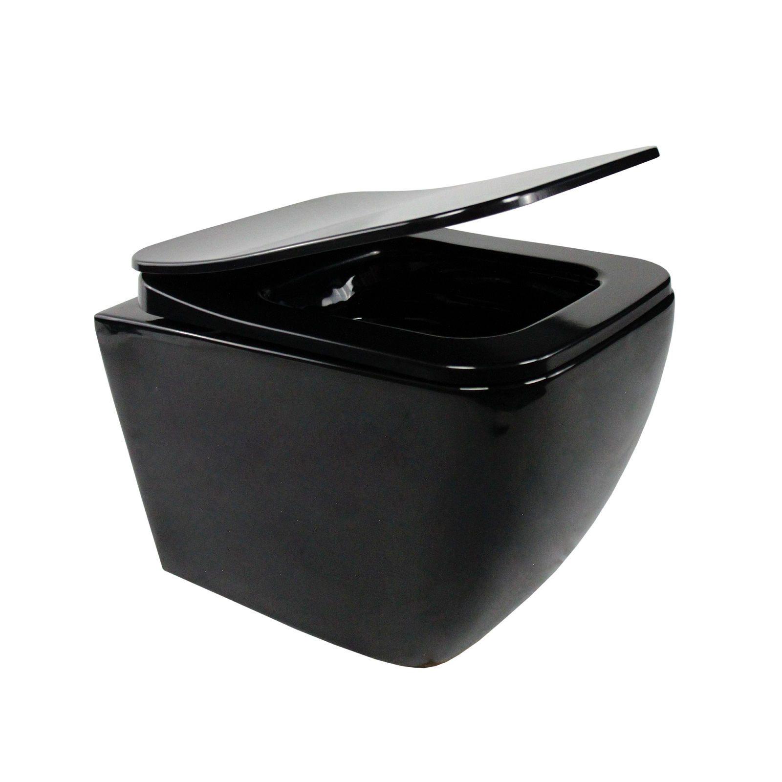 Toilette Hänge WC Spülrandlos inkl. WC Sitz mit Absenkautomatik SOFTCLOSE + abnehmbar Cube Schwarz Toilette Hänge WC Spülrandlos inkl. WC Sitz mit Absenkautomatik SOFTCLOSE + abnehmbar Cube Schwarz