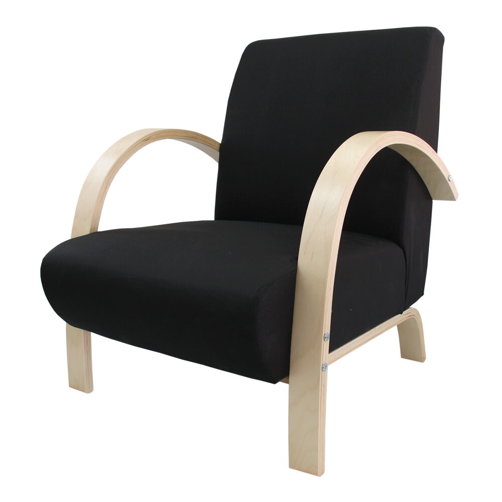 Polstersessel Lounge Sessel mit hochwertigem gepolsterten Stoffbezug - Schwarz Polstersessel Lounge Sessel mit hochwertigem gepolsterten Stoffbezug - Schwarz