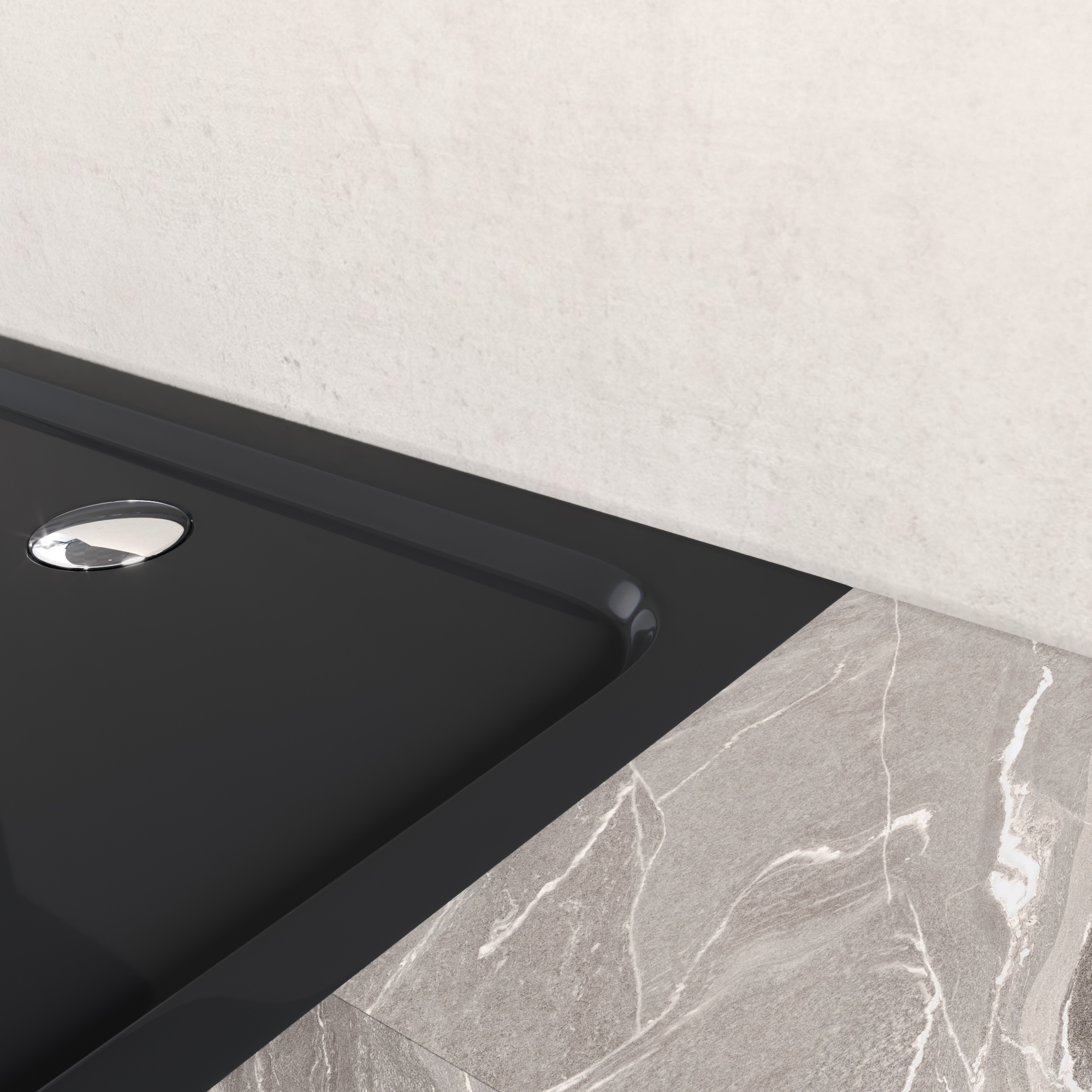 Duschwanne Shimmer aus Sanitäracryl inkl. Ablaufgarnitur - Schwarz Duschwanne Shimmer aus Sanitäracryl inkl. Ablaufgarnitur - Schwarz