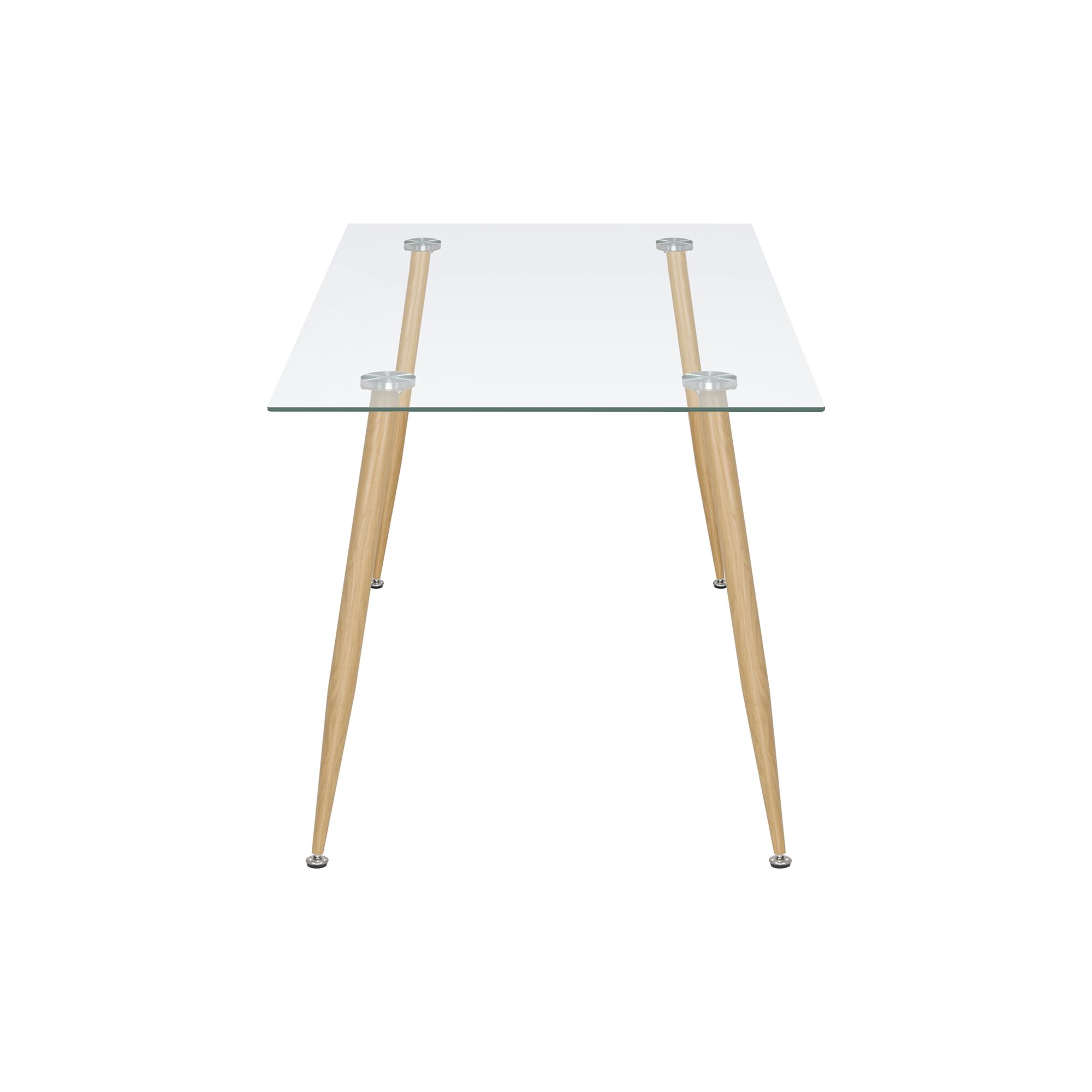 Esszimmer-Tisch BEALE | Tischplatte: Transparentes Glas | Beine: Holz 140 cm Esszimmer-Tisch BEALE | Tischplatte: Transparentes Glas | Beine: Holz 160 cm