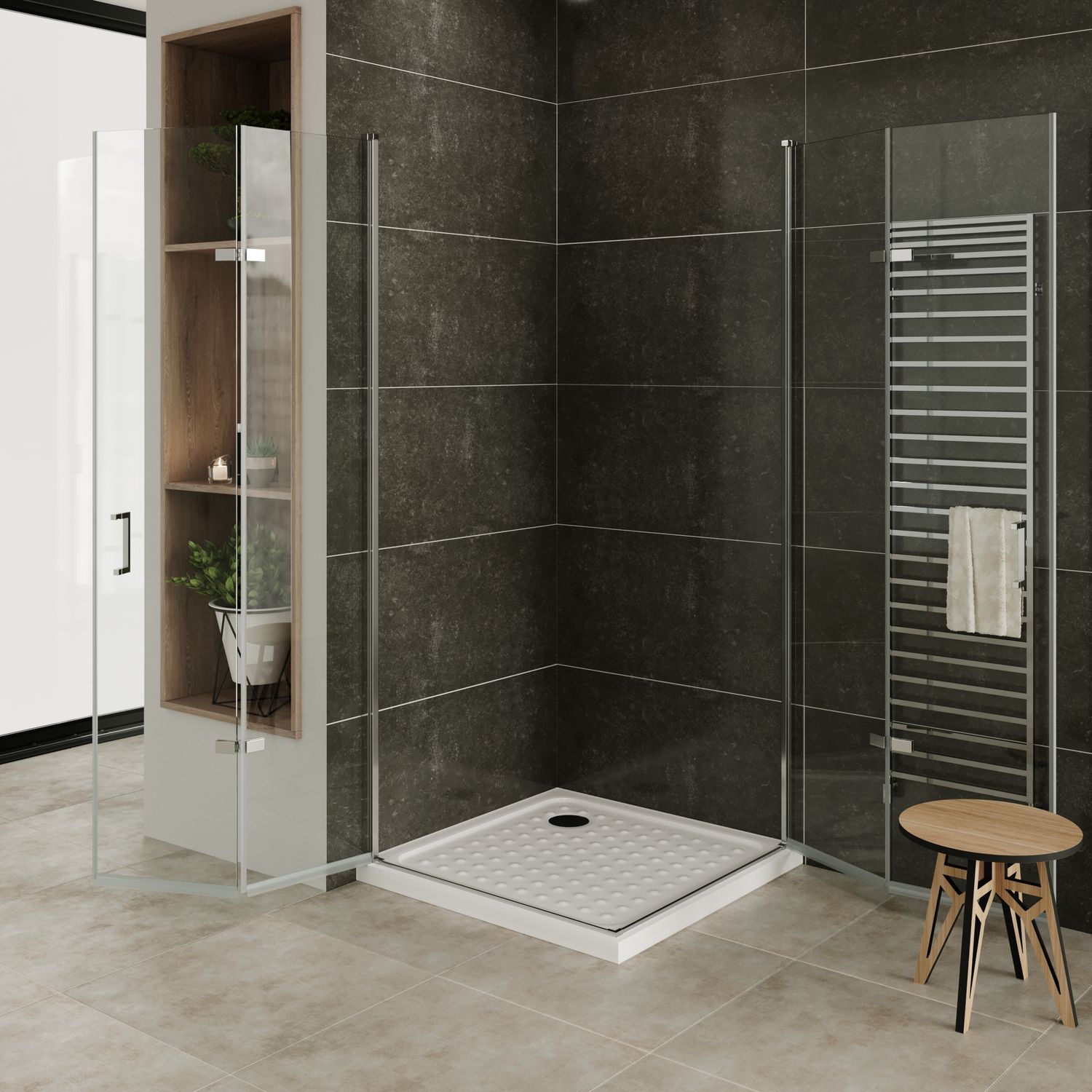 Eckeinstieg Matilde mit Falttüren aus ESG Sicherheitsglas