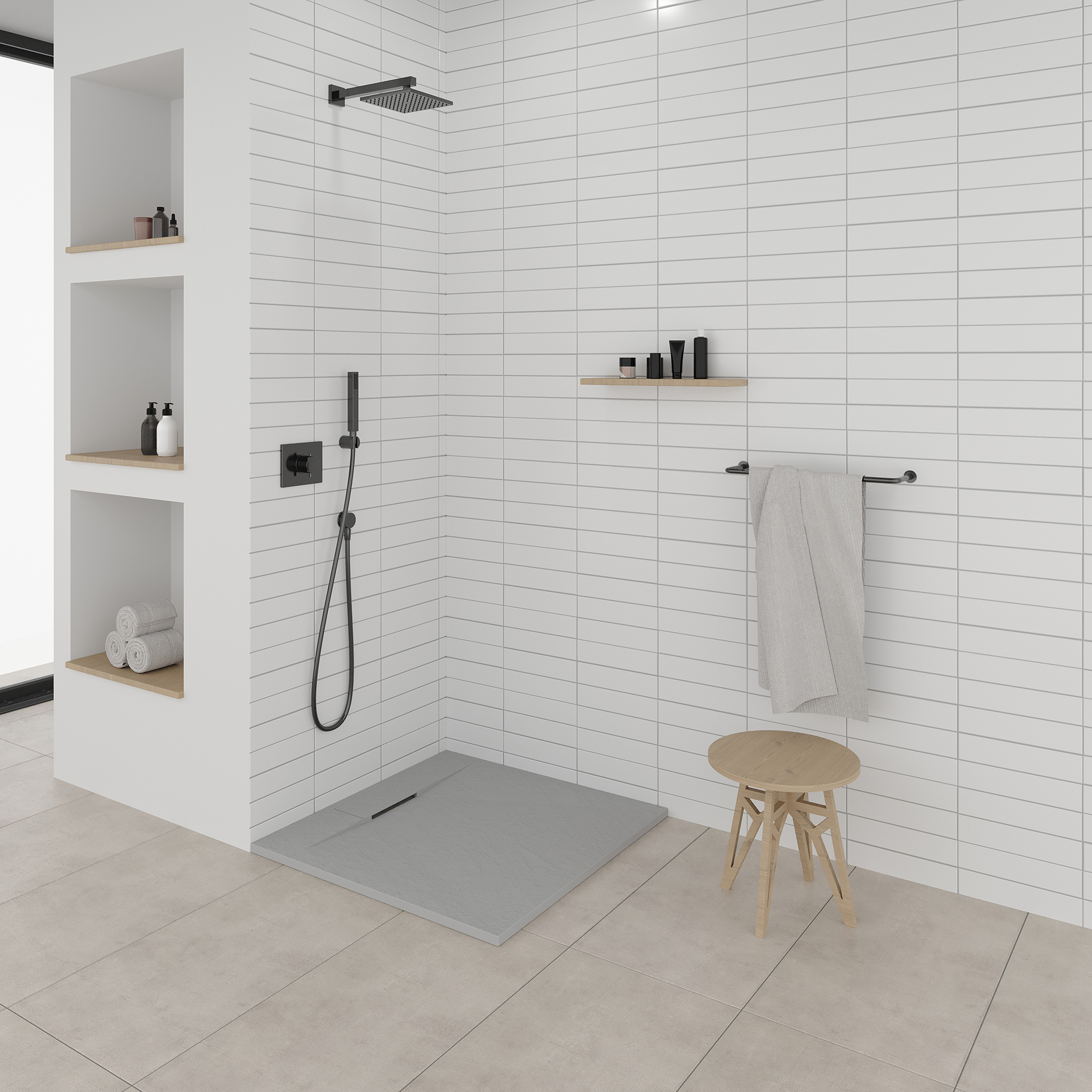 Duschwanne Shimmer aus Sanitäracryl inkl. Ablaufgarnitur - Grau Duschwanne Shimmer aus Sanitäracryl inkl. Ablaufgarnitur - Grau