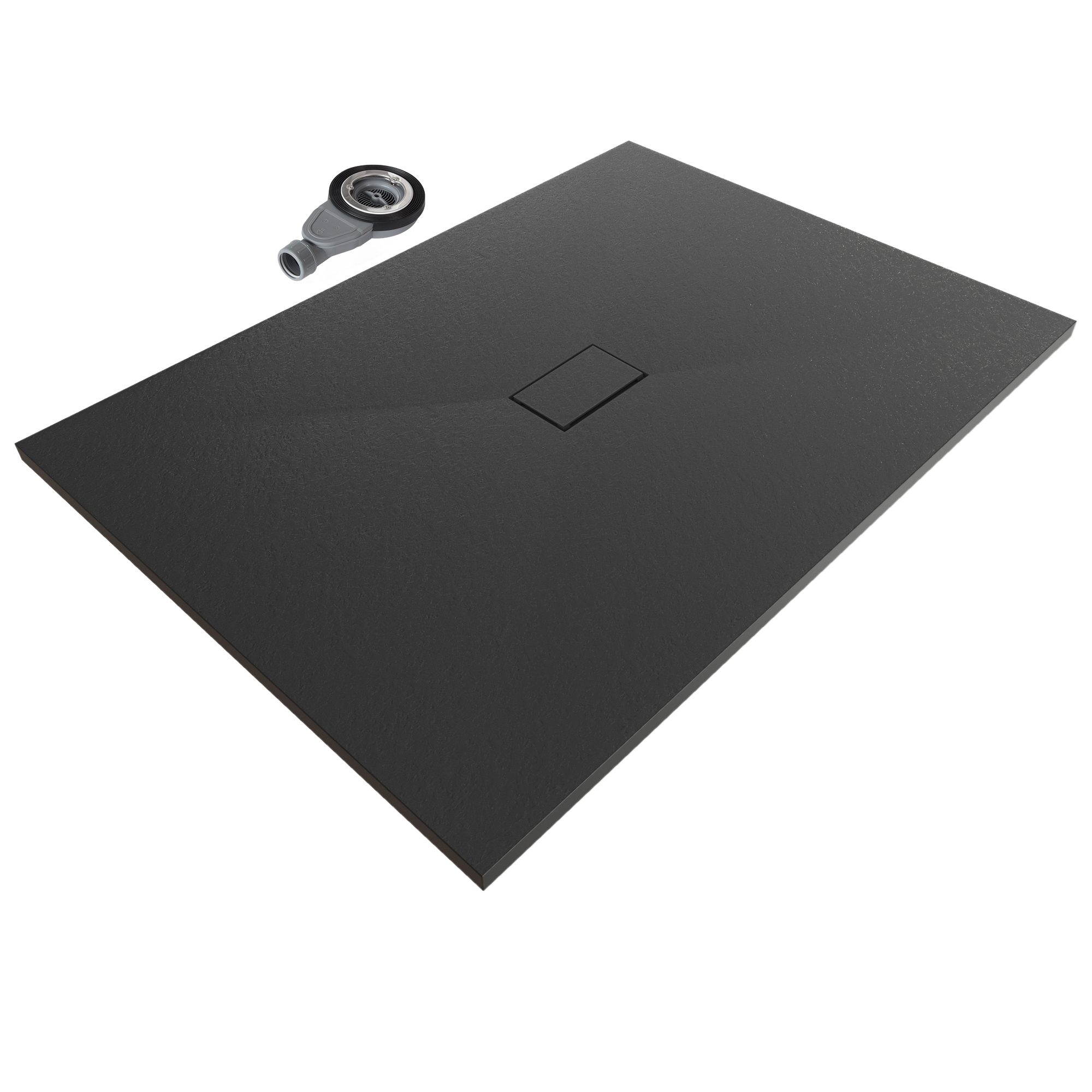 Tray – SMC Boreal Shower in Stone Look with Drain Assembly - Black