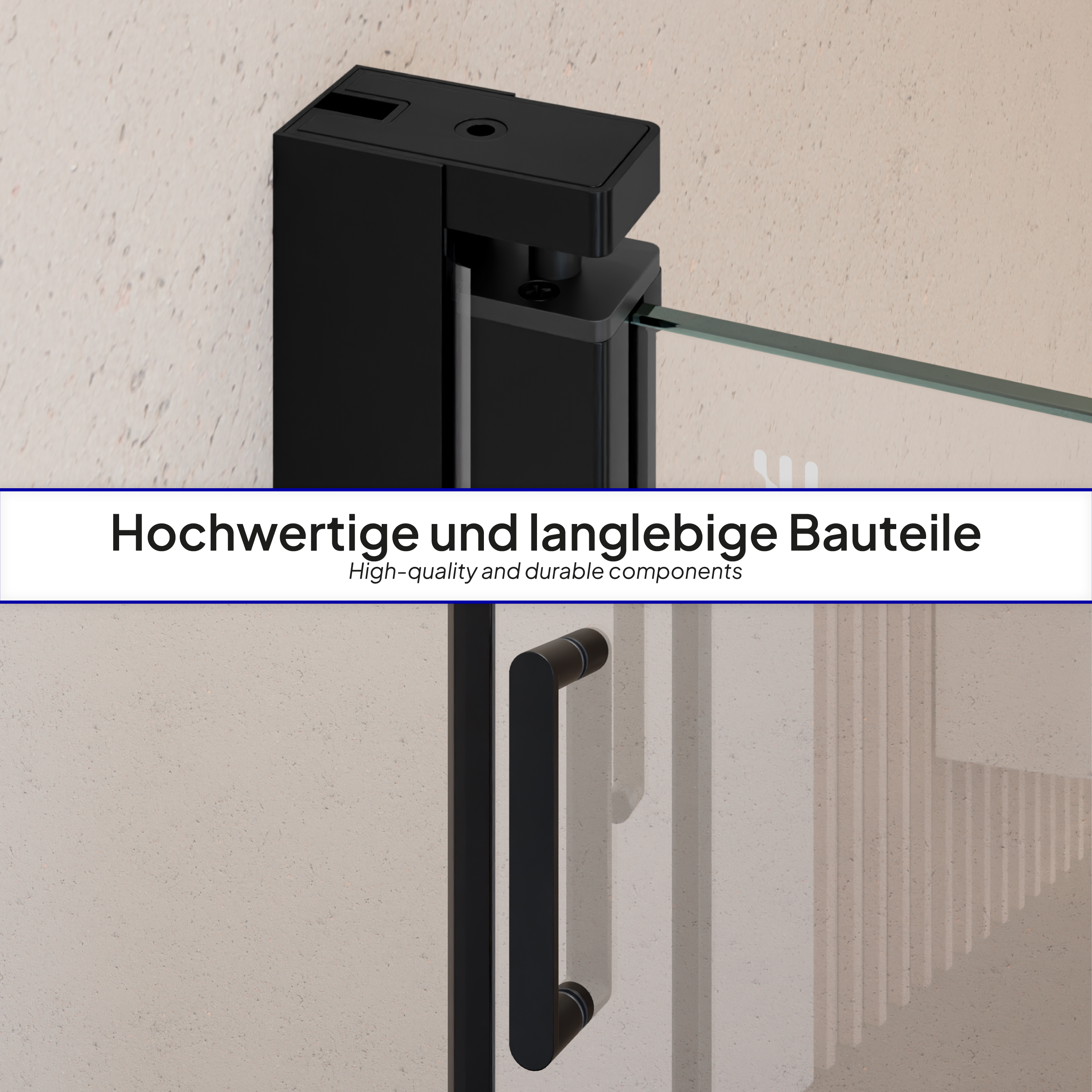 Shower Door Stella Black with Hinged Doors and Black Profiles Made of ESG Safety Glass
