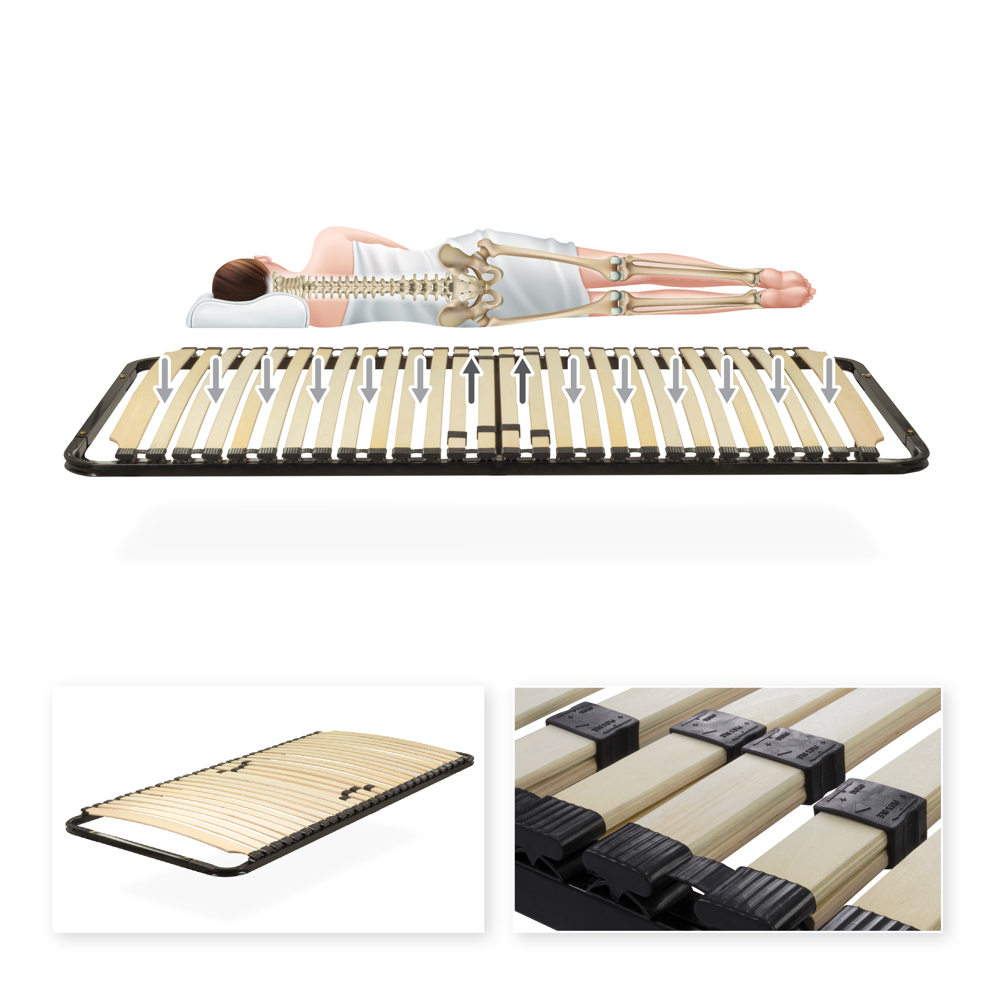 IF12 Single 8 ERGO IF12 Slatted Frame made of Sturdy Metal - Suitable for All Mattresses