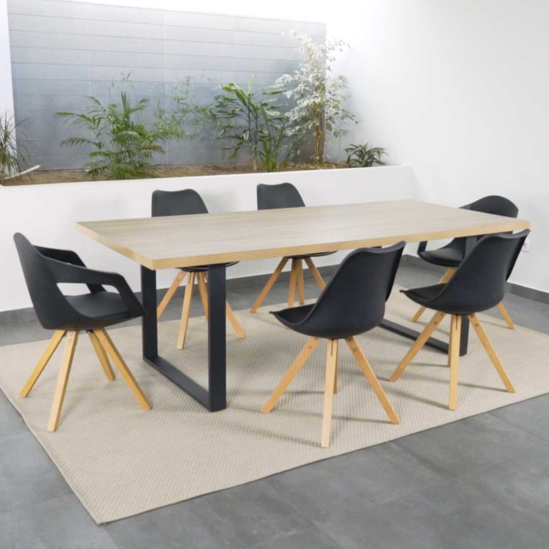 Esszimmertisch MACON Kufentisch Holztisch Esstisch - Eiche + Schwarz 140x 80 cm