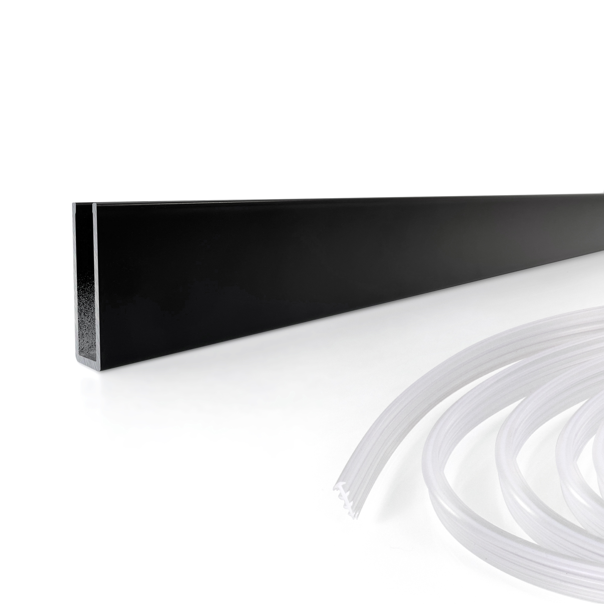 Decke – Mattschwarzes Aluminiumprofil für 8 mm Glas – vielseitig einsetzbar an Wand, Boden und – 180 cm/190 cm