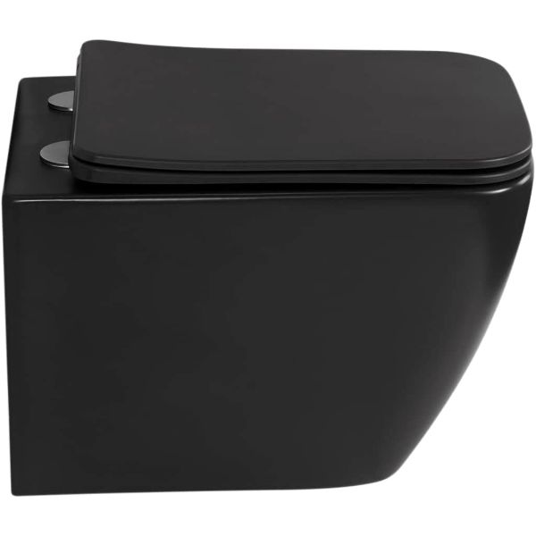 Toilette Hänge WC Spülrandlos inkl. WC Sitz mit Absenkautomatik SOFTCLOSE + abnehmbar Cube Schwarz MATT