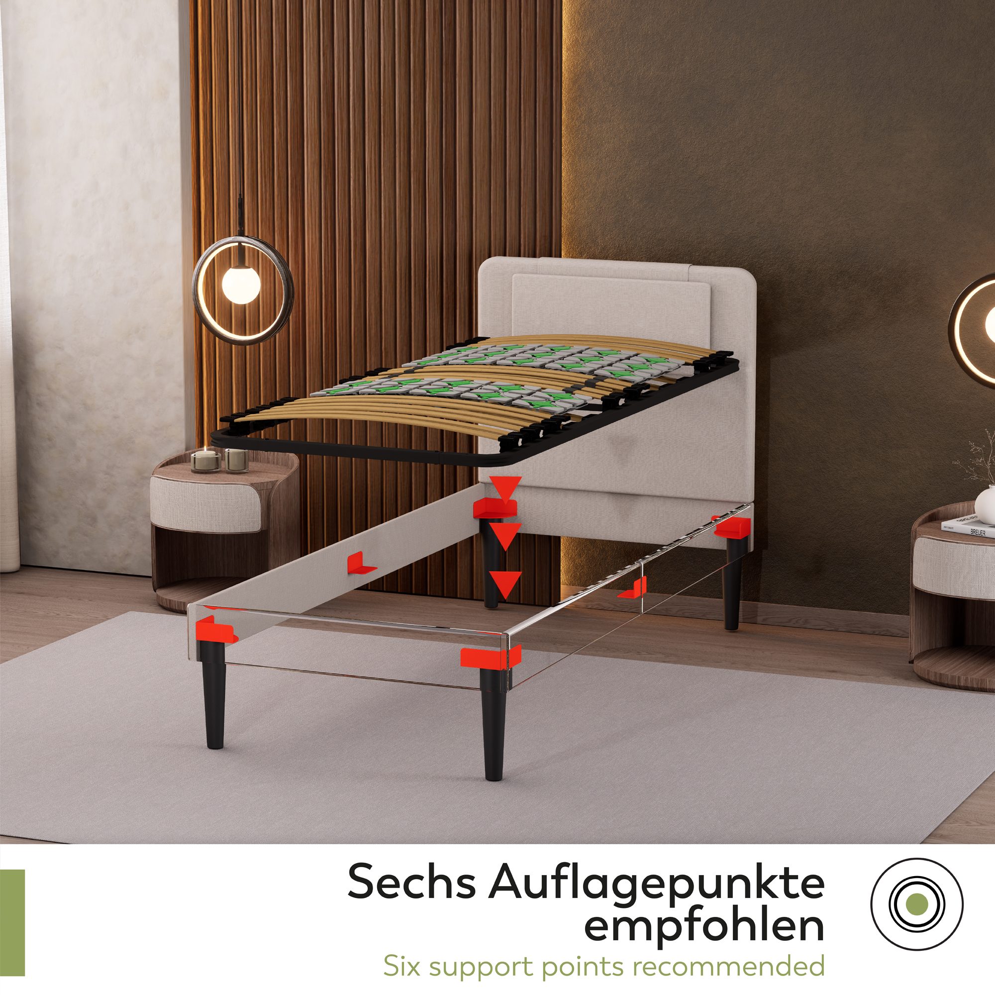 Tellerlattenrost HARRY mit stabiler Metallrahmen - ergonomisch und verstellbar