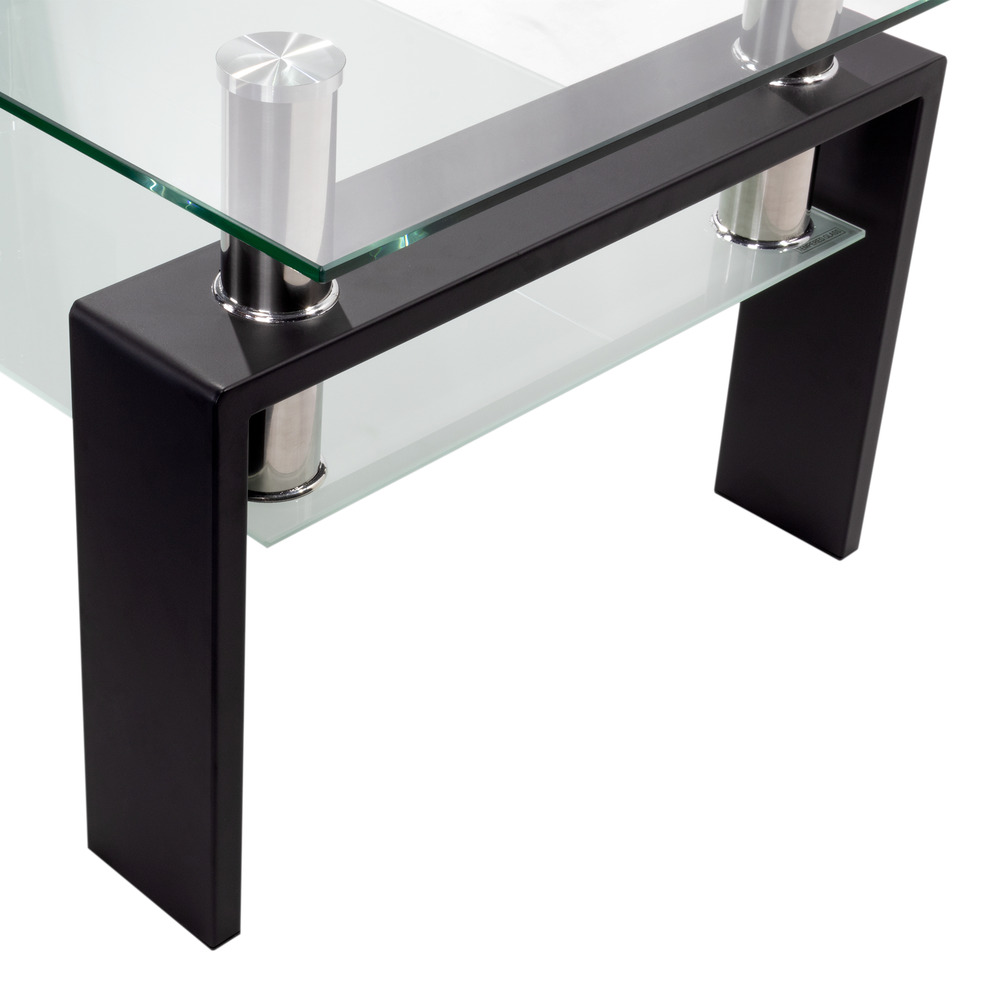 Couchtisch PORTER aus Glas/Metall mit schwarzem Holz