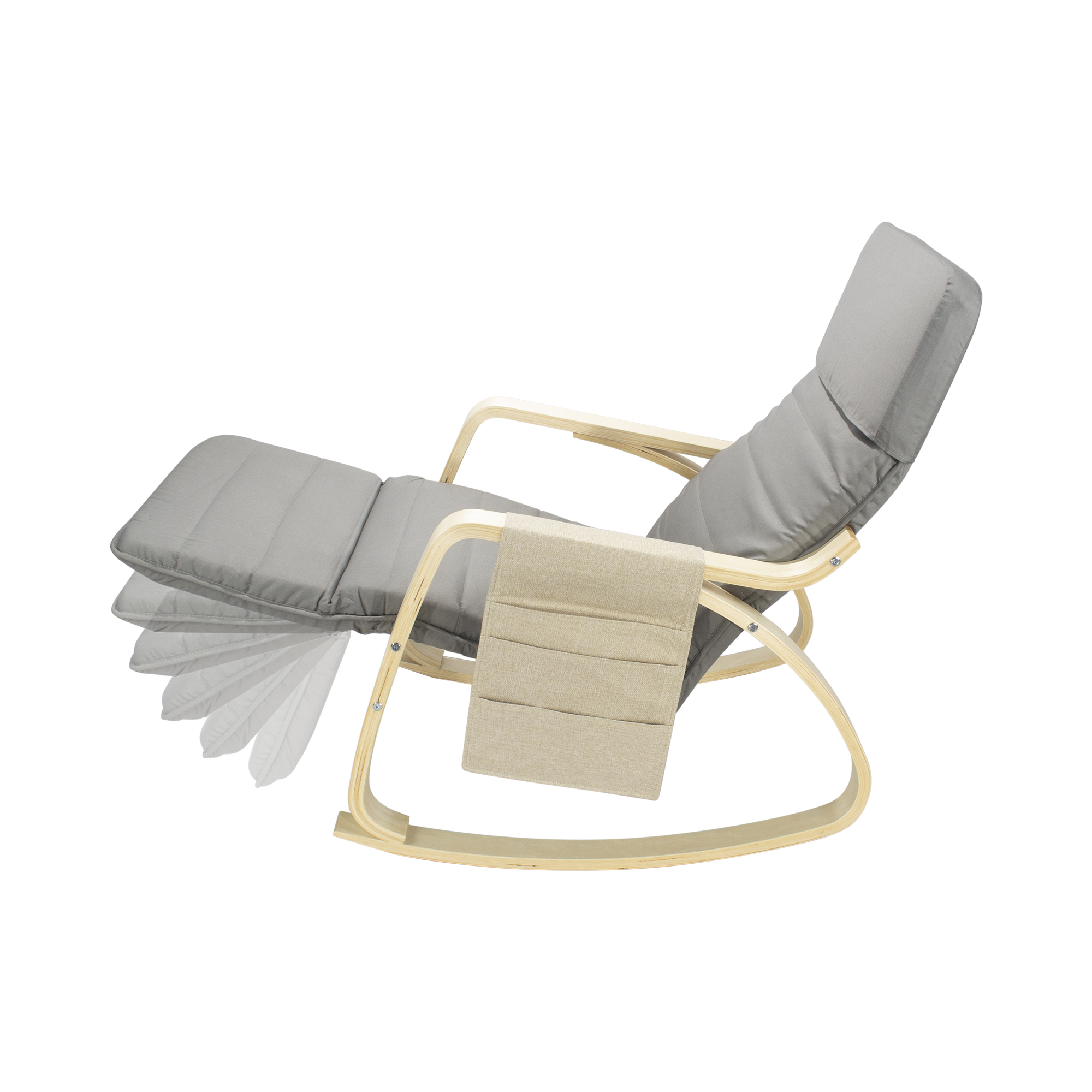Relaxstuhl Schwingstuhl mit verstellbarem Fussteil - Grau Rocking – Relax Chair Chair with Adjustable Footrest - Gray